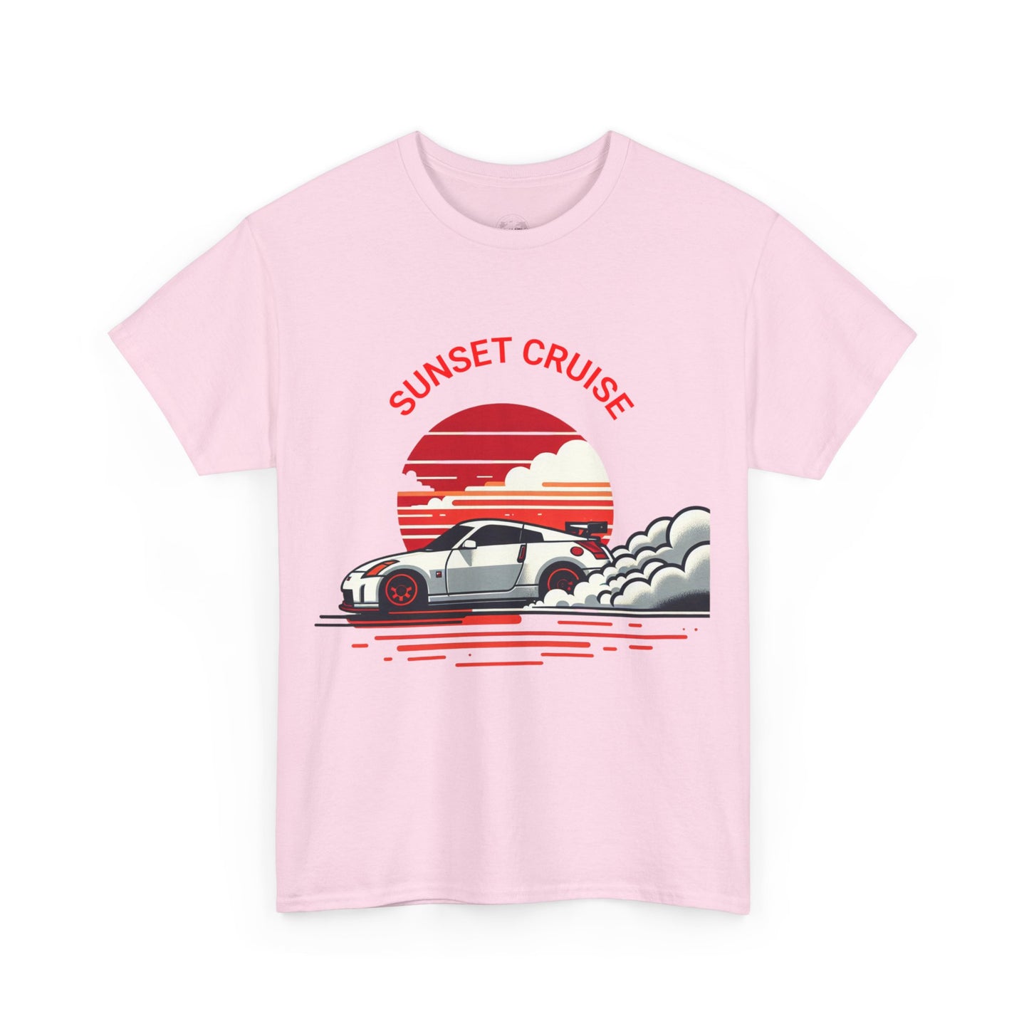 Sunset Cruise Unisex Heavy Cotton Tee | Retro Car Shirt, Gift for Car Lovers, Summer Fashion, Road Trip T-Shirt, Vacation Tee