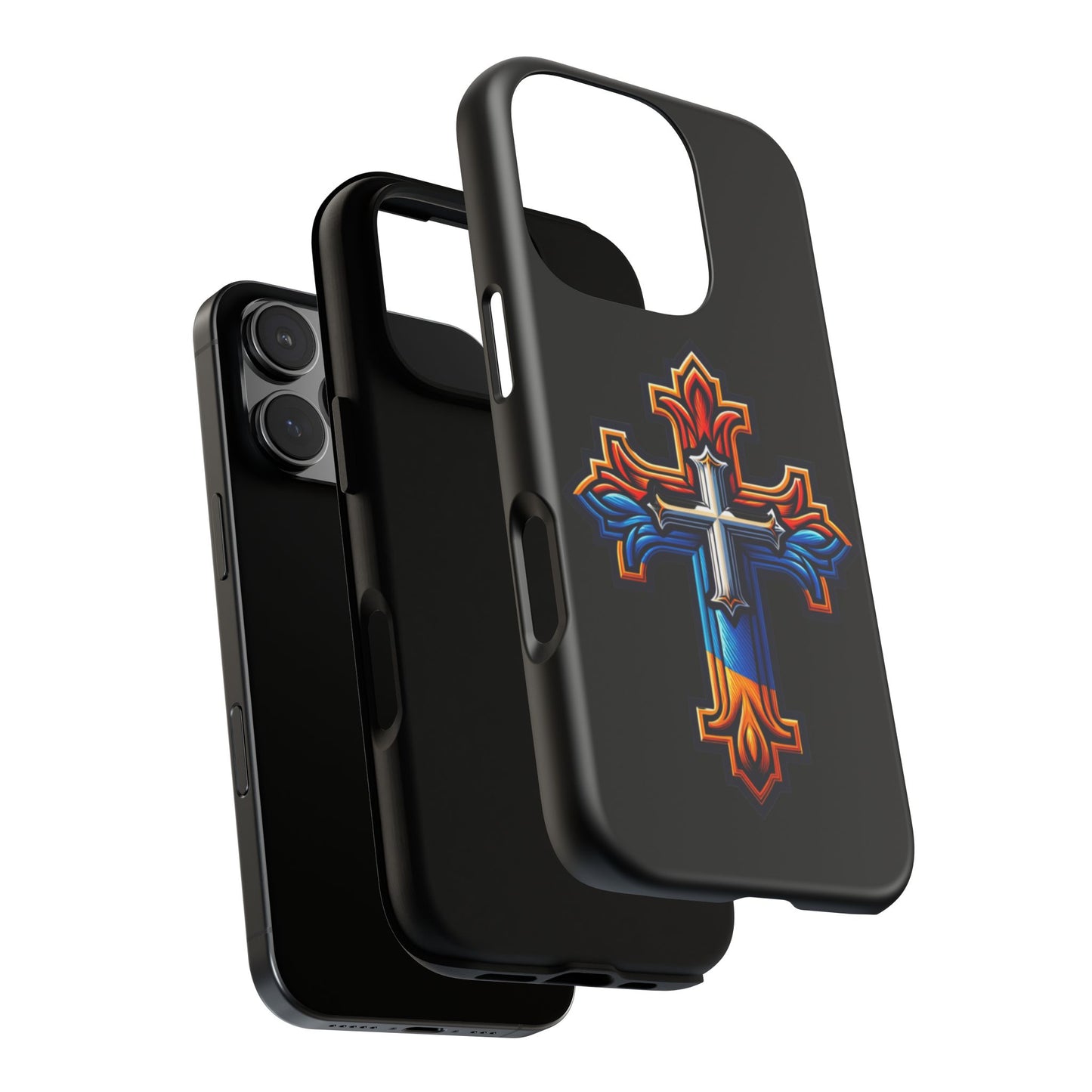 iPhone 16 iPhone 16 Pro iPhone 16 Pro Max iPhone 15 iPhone 15 Pro iPhone 15 Pro Max Armenian Cross phone case black, Christian phone case