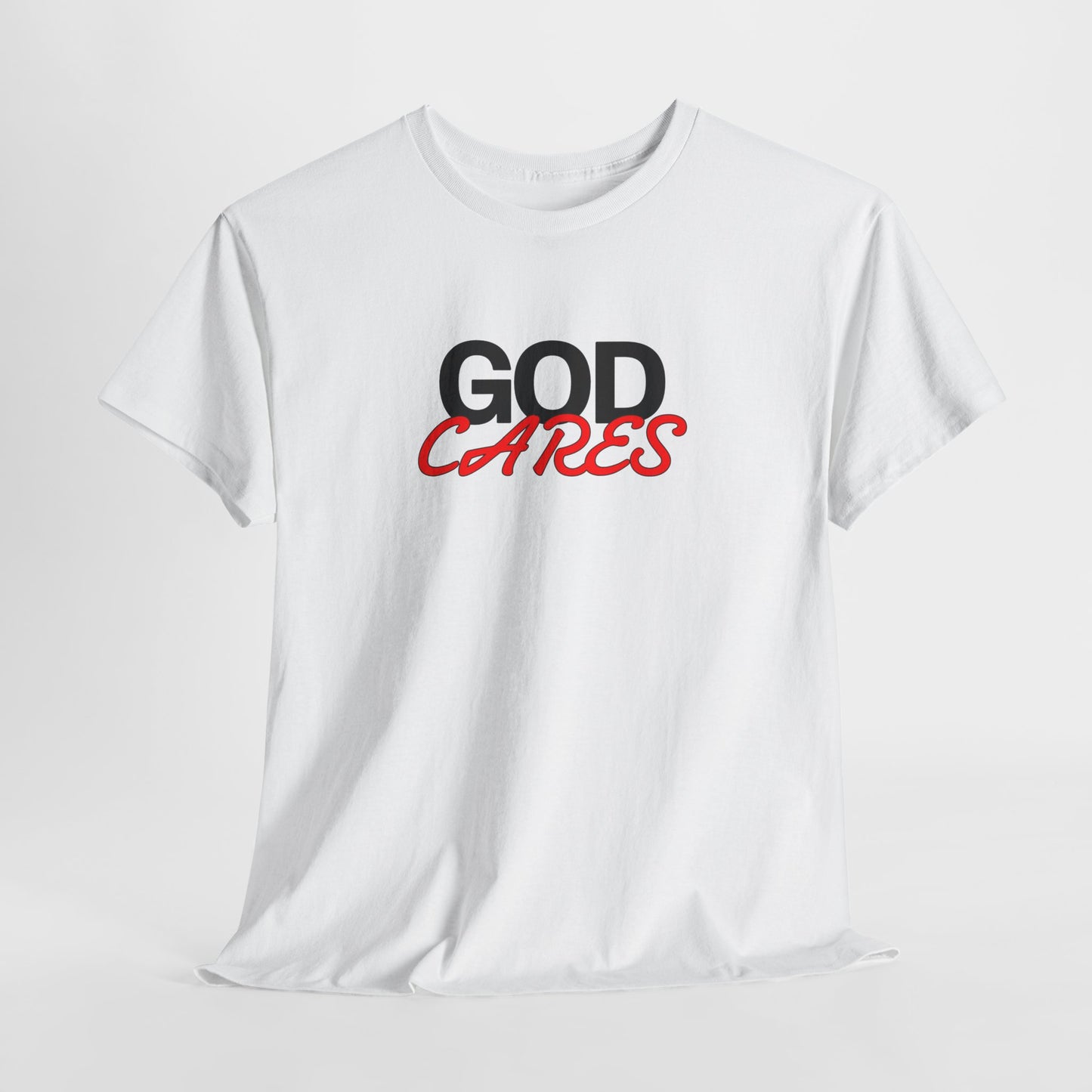 God Cares shirt Unisex Heavy Cotton Tee, Faith Shirt, Christian Apparel, Gift for Believers, Positive Message Tee