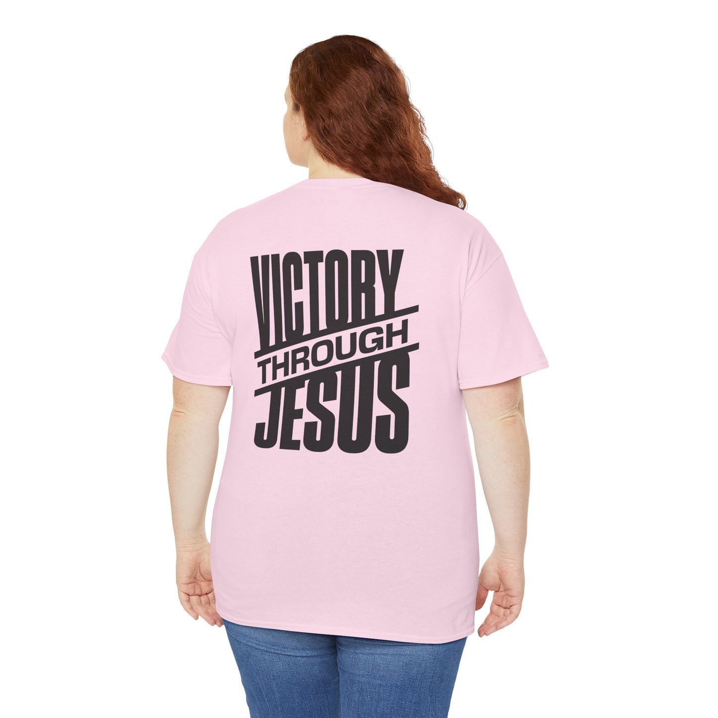 Victory Through Jesus Unisex Heavy Cotton Tee, Inspirational Christian Shirt, Faith-Based Apparel, Unisex T-Shirt, Religious Gift