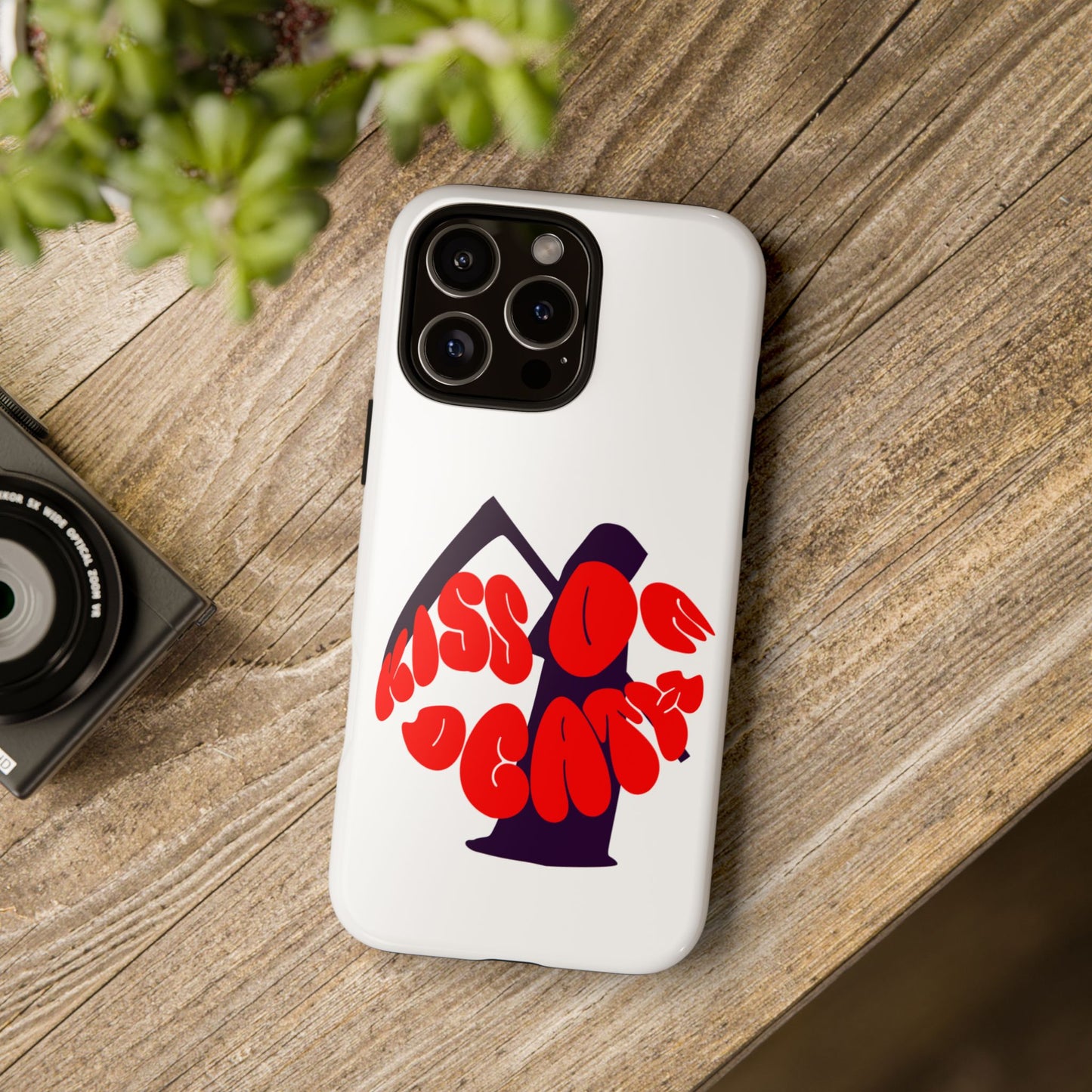 kiss Of Death iPhone Google Pixel Samsung Galaxy, cool design white phone case, iPhone phone Samsung galaxy Google pixel phone case