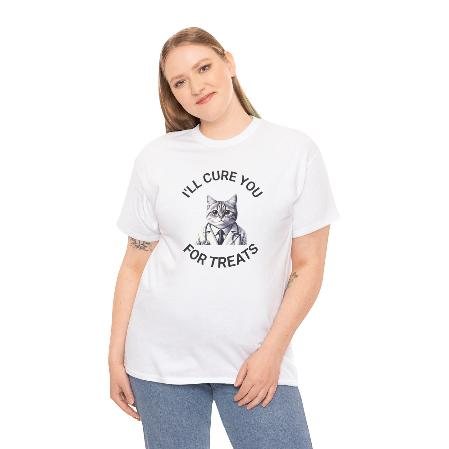 Cat Doctor Unisex Heavy Cotton Tee, Funny Cat Shirt for Pet Lovers, Gift for Vet Assistants, Casual Wear, Animal Lover's Tee