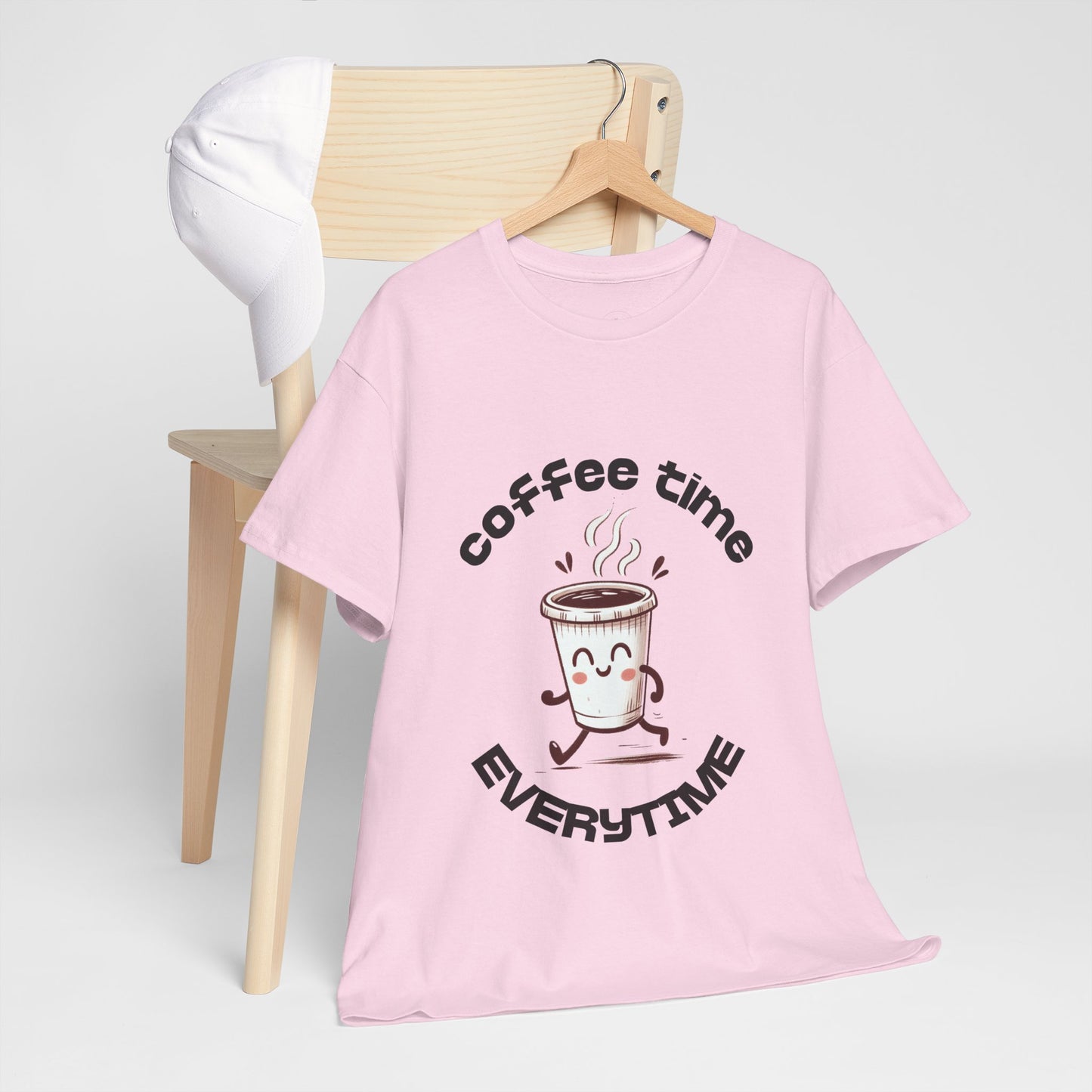 Coffee time anytime T-shirt, Unisex Cotton Shirt, Cute Coffee Lover Gift, Casual Outfit, Daily Reminder T-Shirt