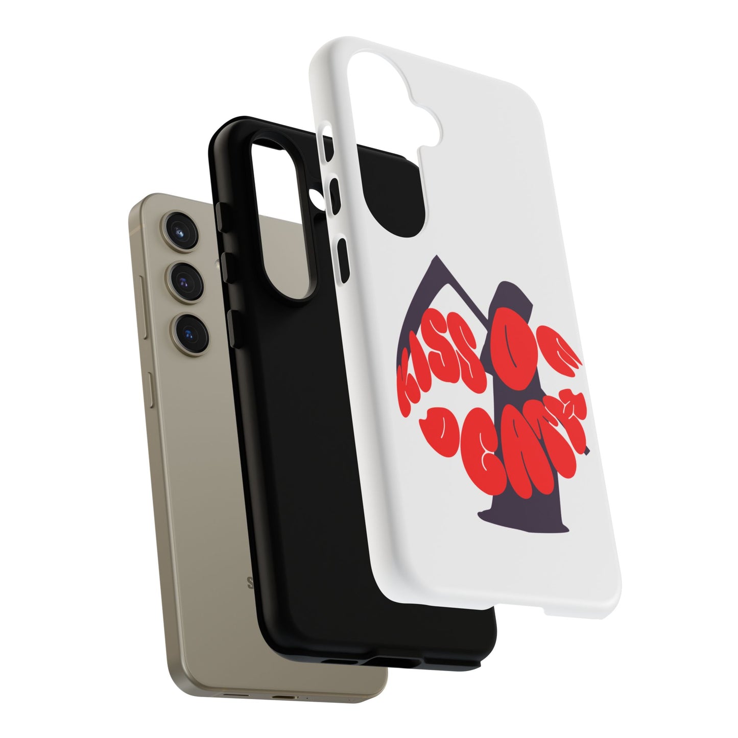 kiss Of Death iPhone Google Pixel Samsung Galaxy, cool design white phone case, iPhone phone Samsung galaxy Google pixel phone case