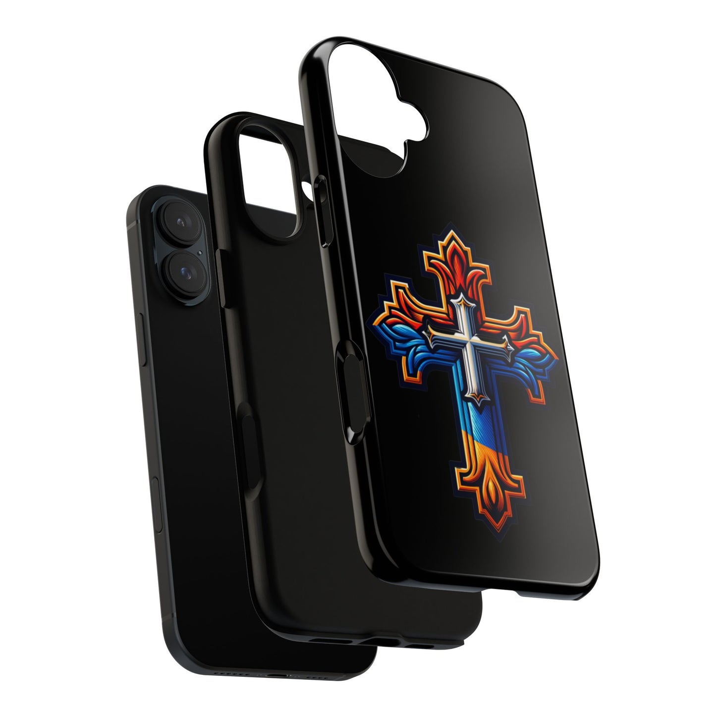 iPhone 16 iPhone 16 Pro iPhone 16 Pro Max iPhone 15 iPhone 15 Pro iPhone 15 Pro Max Armenian Cross phone case black, Christian phone case