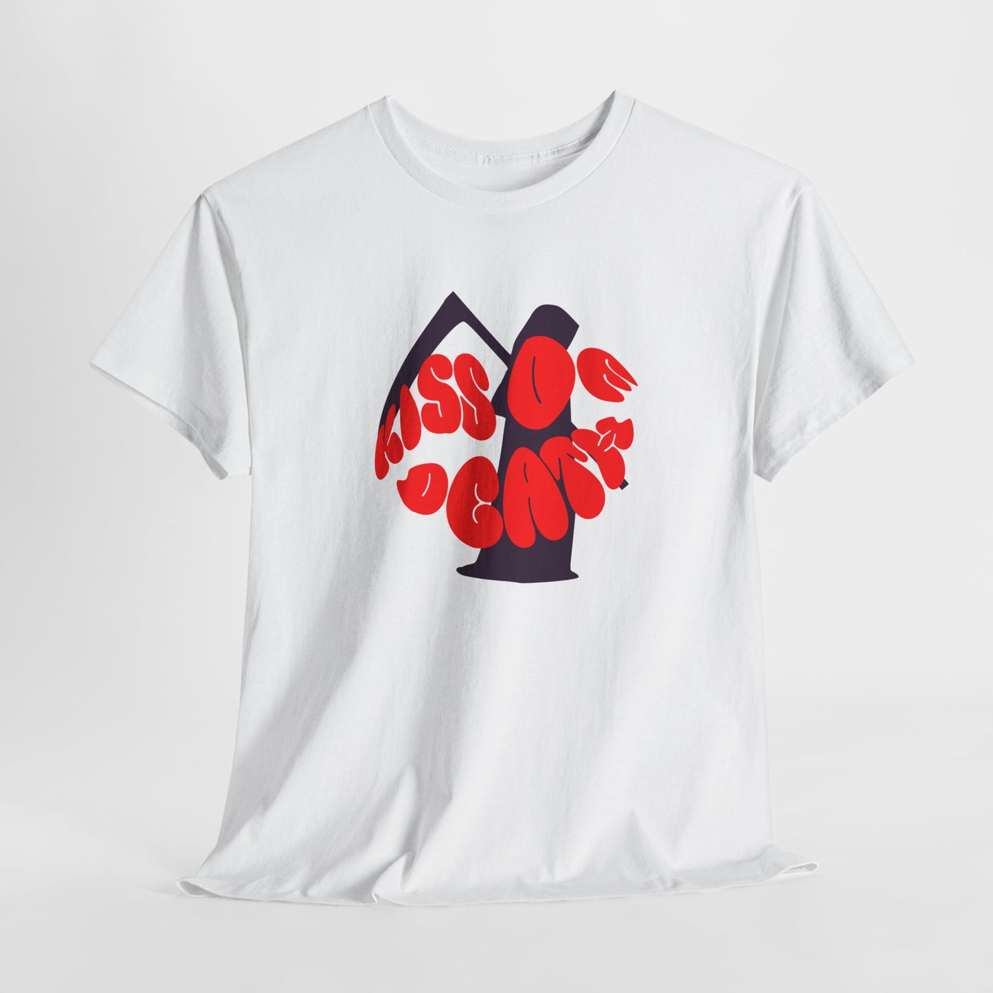 Kiss of Death Unisex Heavy Cotton Tee, Trendy Graphic T-Shirt, Casual Wear, Statement Shirt, Gothic Aesthetic, Unisex Apparel