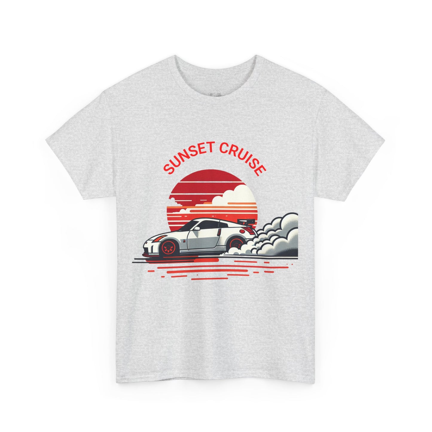 Sunset Cruise Unisex Heavy Cotton Tee | Retro Car Shirt, Gift for Car Lovers, Summer Fashion, Road Trip T-Shirt, Vacation Tee