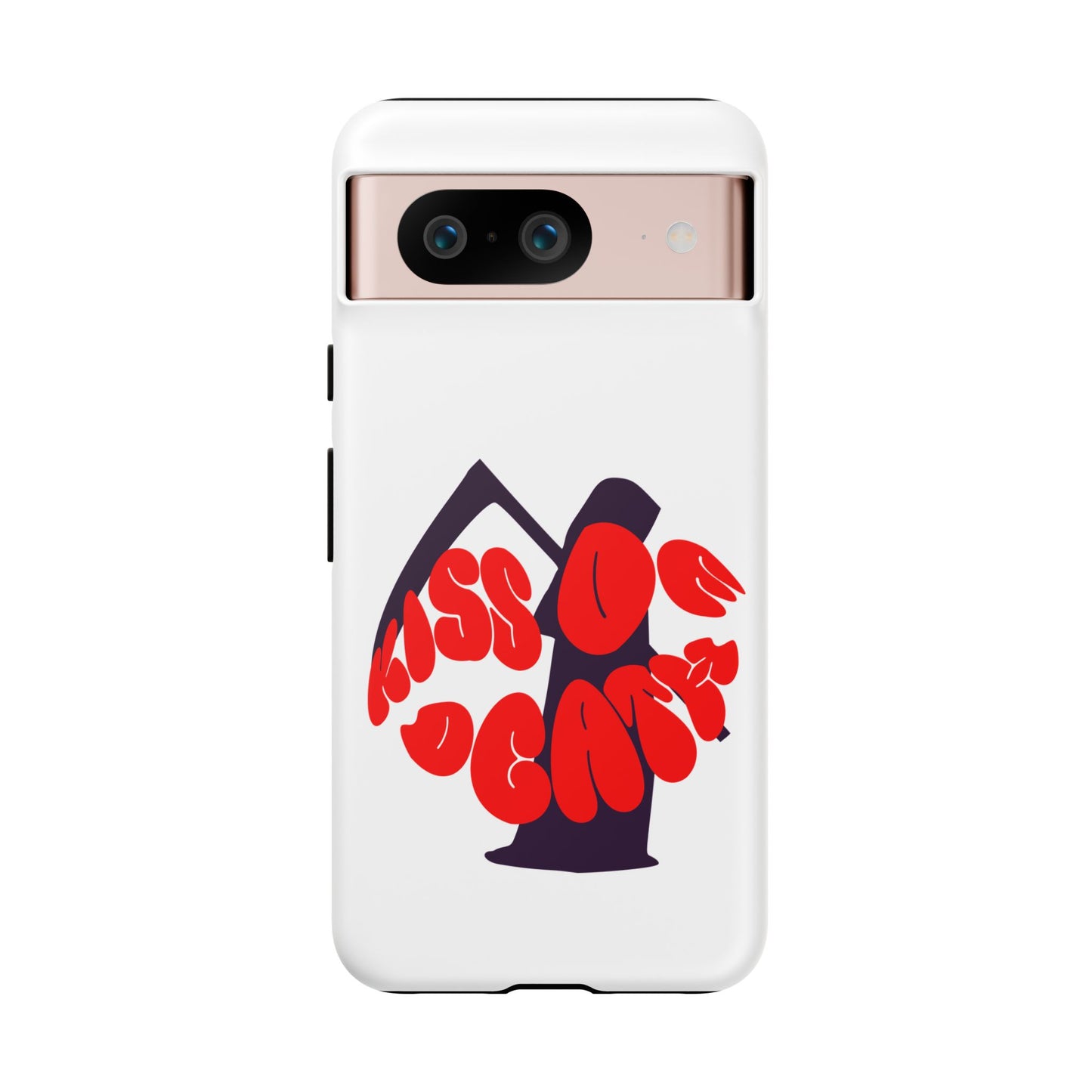 kiss Of Death iPhone Google Pixel Samsung Galaxy, cool design white phone case, iPhone phone Samsung galaxy Google pixel phone case