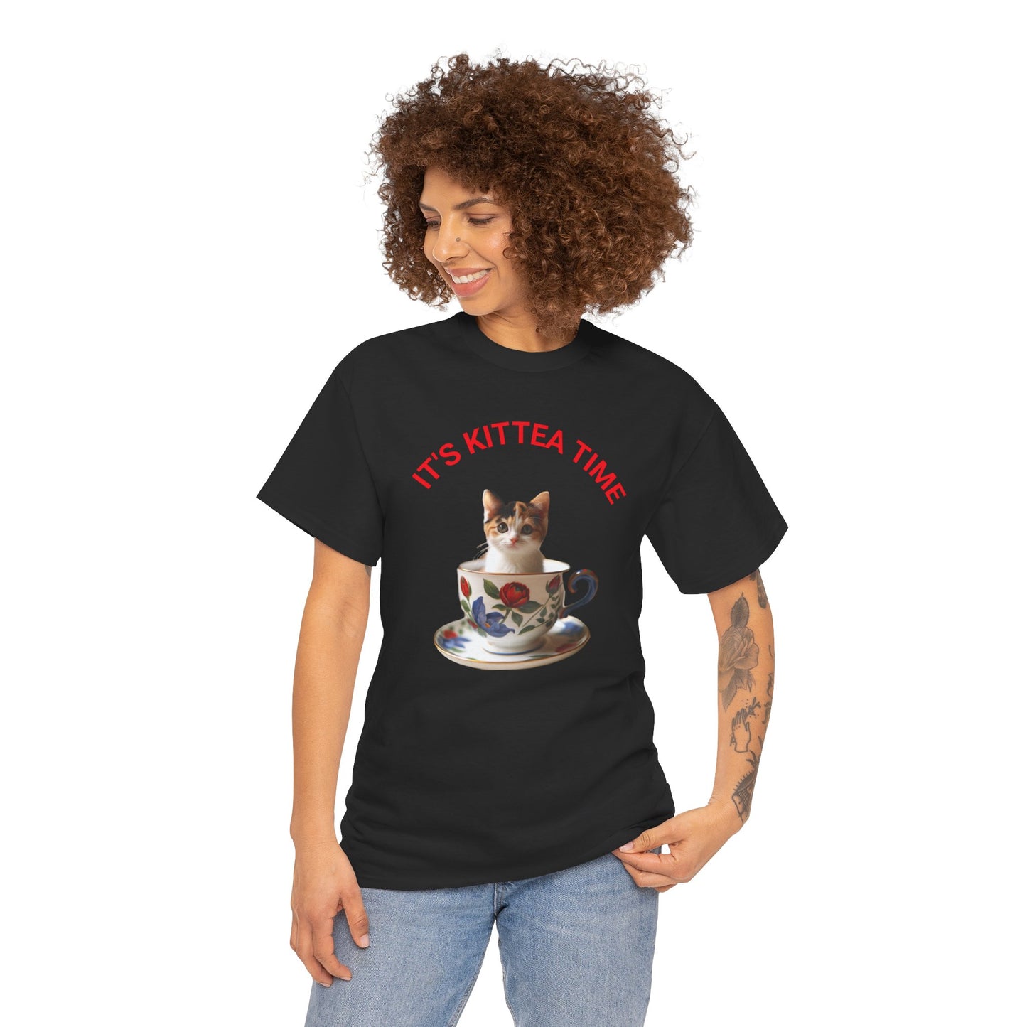 Funny Cat Lover Tee, It's Kittea Time Shirt, Unisex Cotton T-Shirt, Gift for Pet Owners, Animal Lover Apparel, Casual Wear