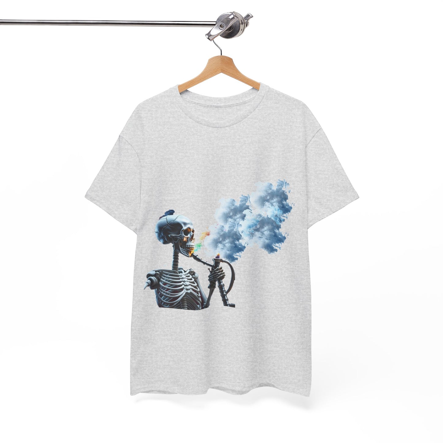 Skeleton smoking T-shirt, Chill Vibes Skeleton Tee Relaxed Graphic T-Shirt, Cool Summer Wear, Gift for Music Lovers, Casual Streetwear
