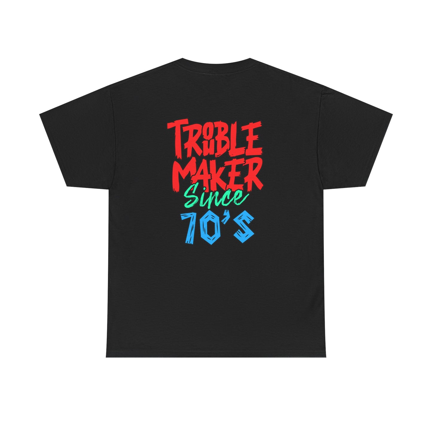 Trouble Maker Since 70s Unisex Heavy Cotton Tee | Funny Graphic Shirt, Vintage Style Top, Gift for Rebel Friends, Casual Wear
