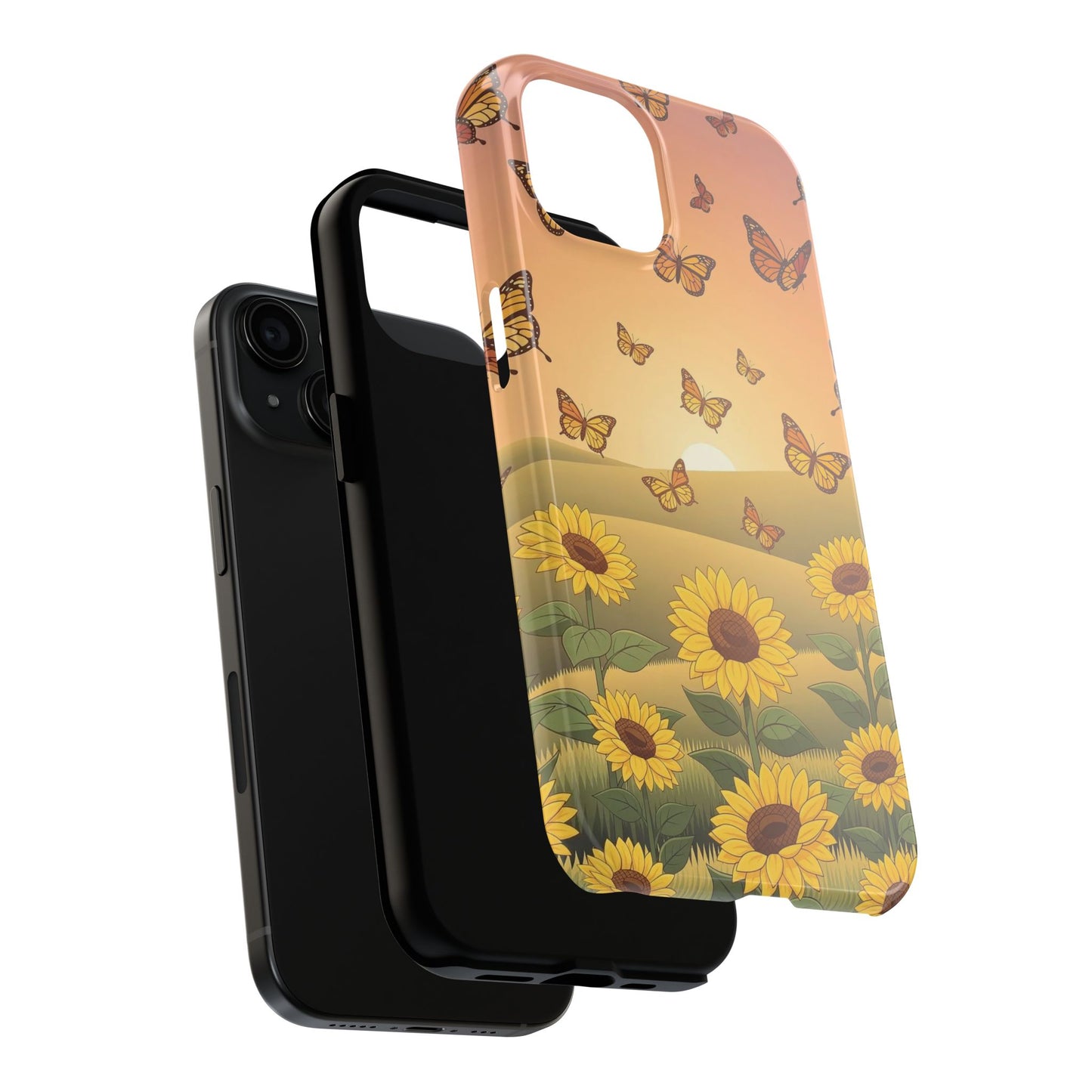 Sunflower Field Butterflies iphone compatible Phone Case | Tough Phone Case