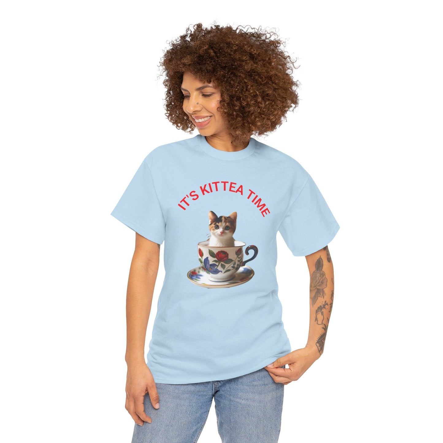 Funny Cat Lover Tee, It's Kittea Time Shirt, Unisex Cotton T-Shirt, Gift for Pet Owners, Animal Lover Apparel, Casual Wear