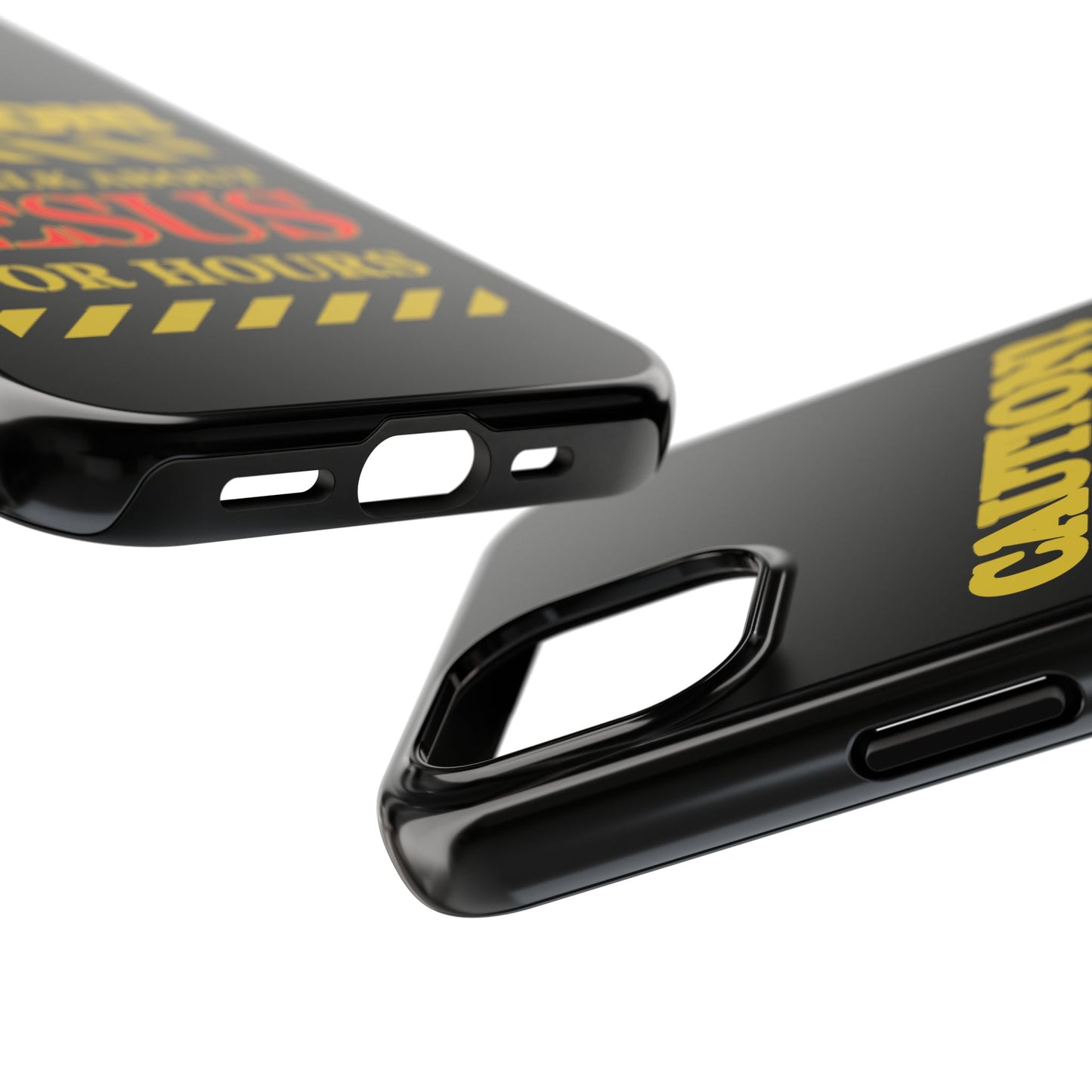 Caution Will Talk About Jesus for Hours iPhone compatible black Phone Case | Christian Phone Case
