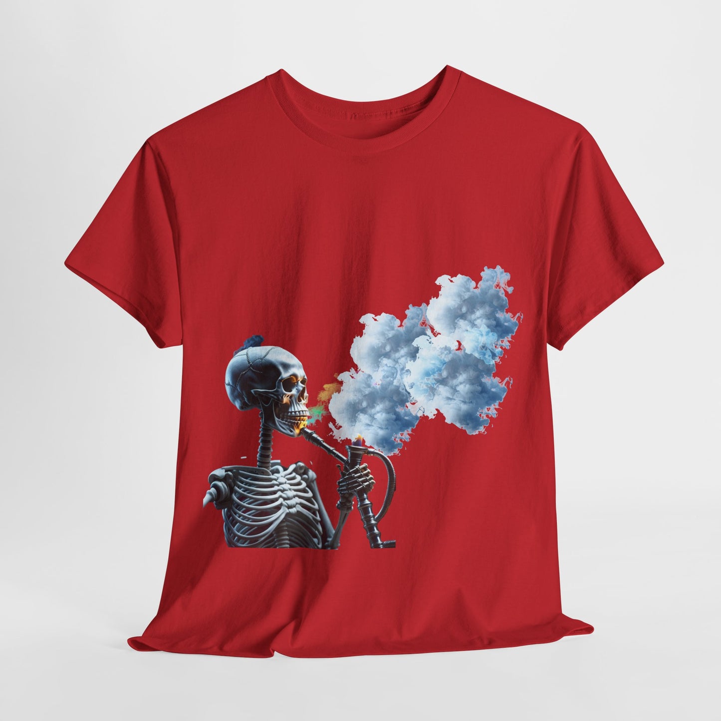 Skeleton smoking T-shirt, Chill Vibes Skeleton Tee Relaxed Graphic T-Shirt, Cool Summer Wear, Gift for Music Lovers, Casual Streetwear