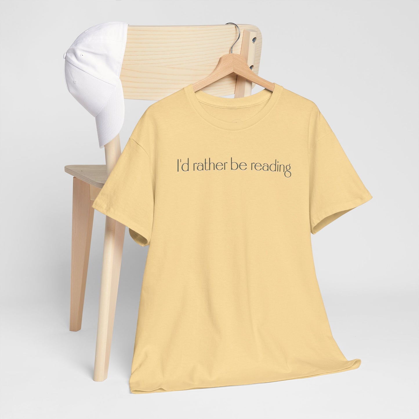I'd Rather Be Reading Unisex Heavy Cotton Tee - Perfect for Book Lovers, Cozy Vibes, Gift for Readers, Literary Enthusiasts, Casual Wear