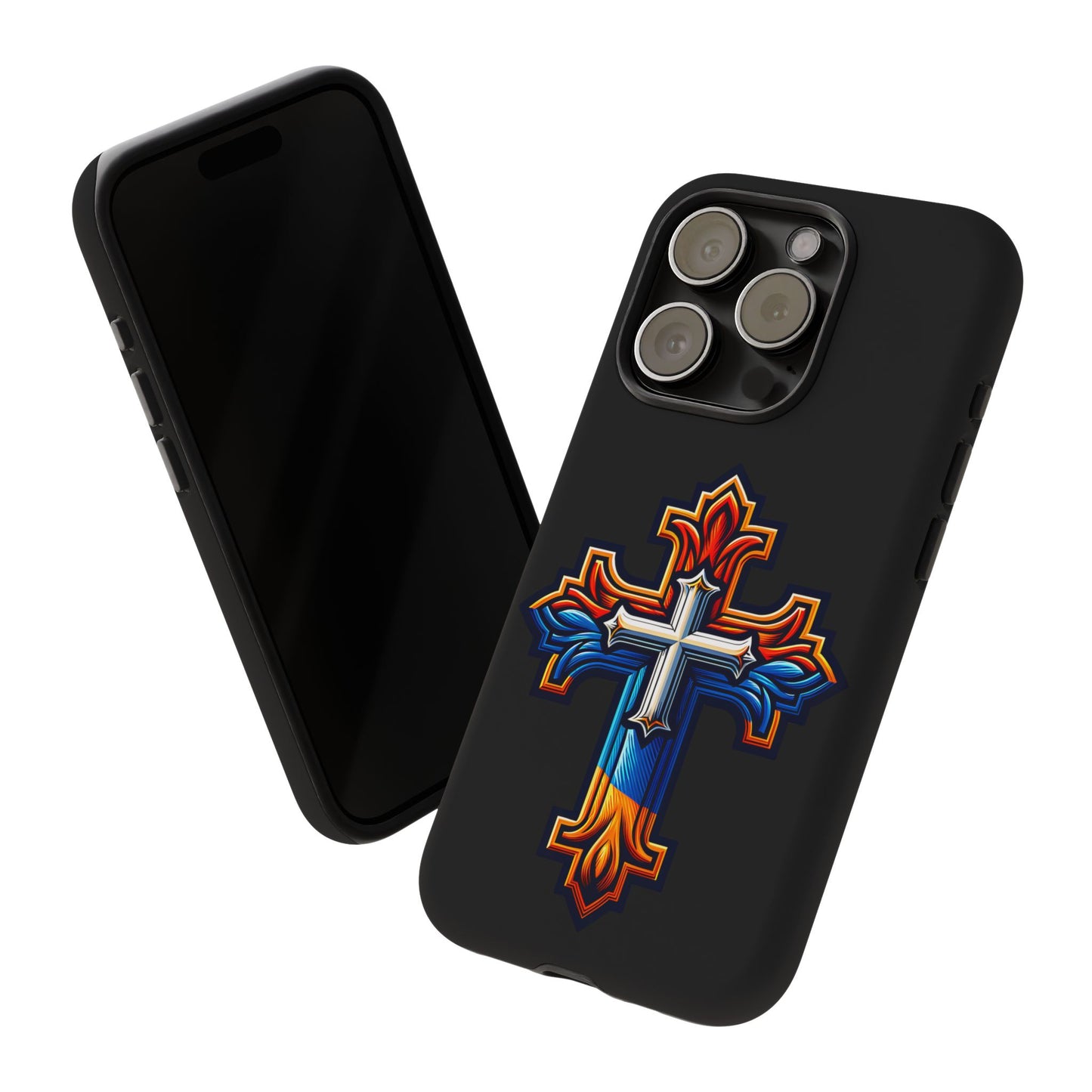 iPhone 16 iPhone 16 Pro iPhone 16 Pro Max iPhone 15 iPhone 15 Pro iPhone 15 Pro Max Armenian Cross phone case black, Christian phone case