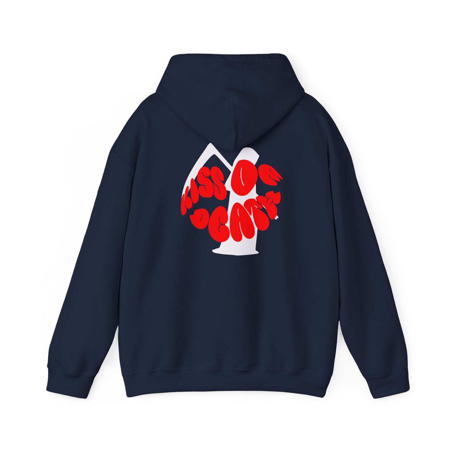 Kiss Of Death Hoodie, Black or Navy blue hoodie, Comfy hoodie, Kangaroo pouch pocket, cool design hoodie, Gift for him, Gift for her