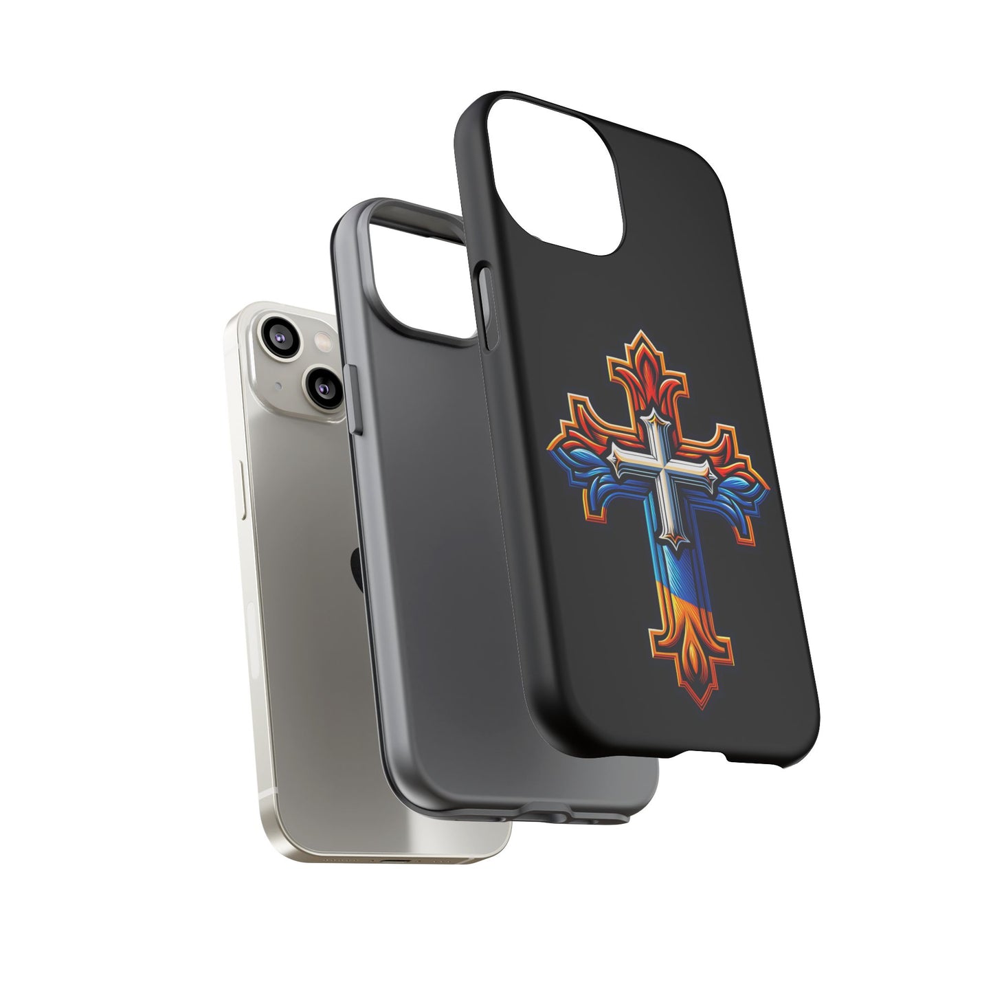 iPhone 16 iPhone 16 Pro iPhone 16 Pro Max iPhone 15 iPhone 15 Pro iPhone 15 Pro Max Armenian Cross phone case black, Christian phone case