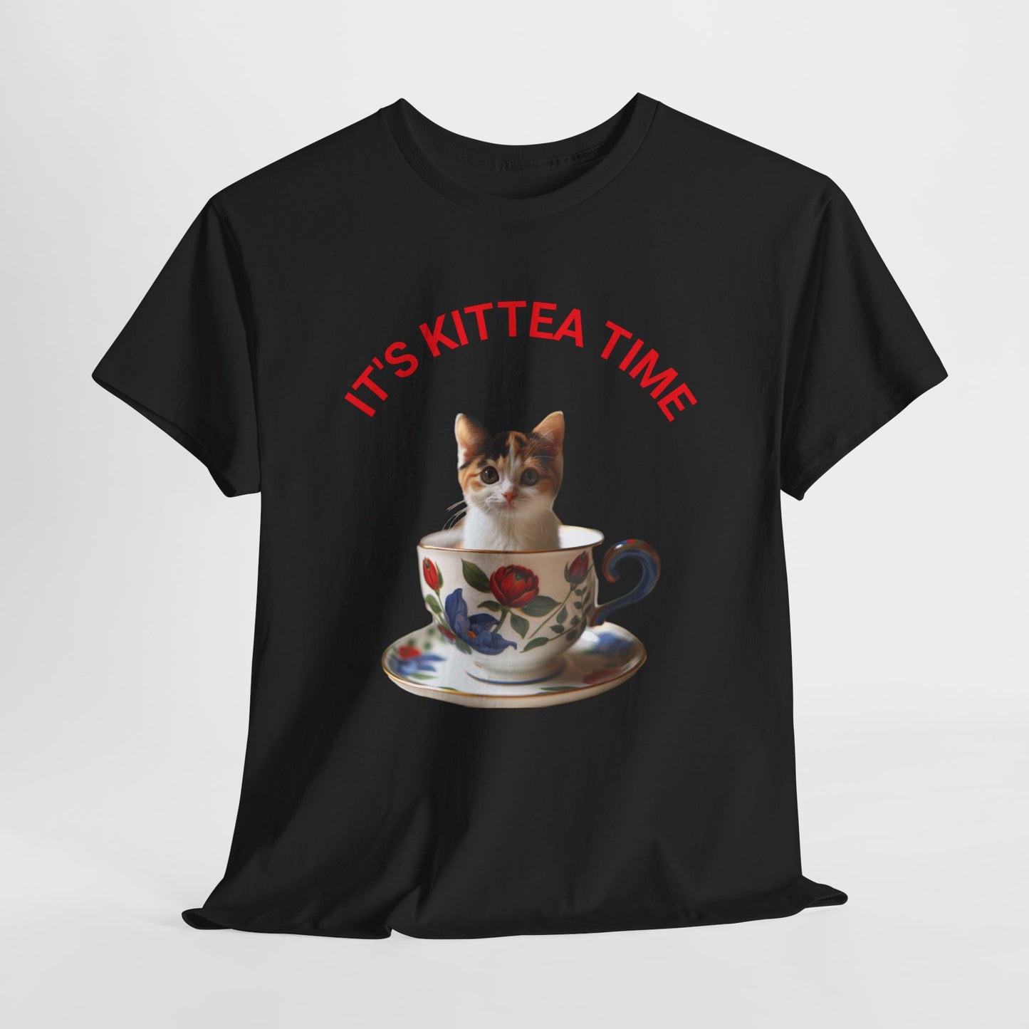 Funny Cat Lover Tee, It's Kittea Time Shirt, Unisex Cotton T-Shirt, Gift for Pet Owners, Animal Lover Apparel, Casual Wear