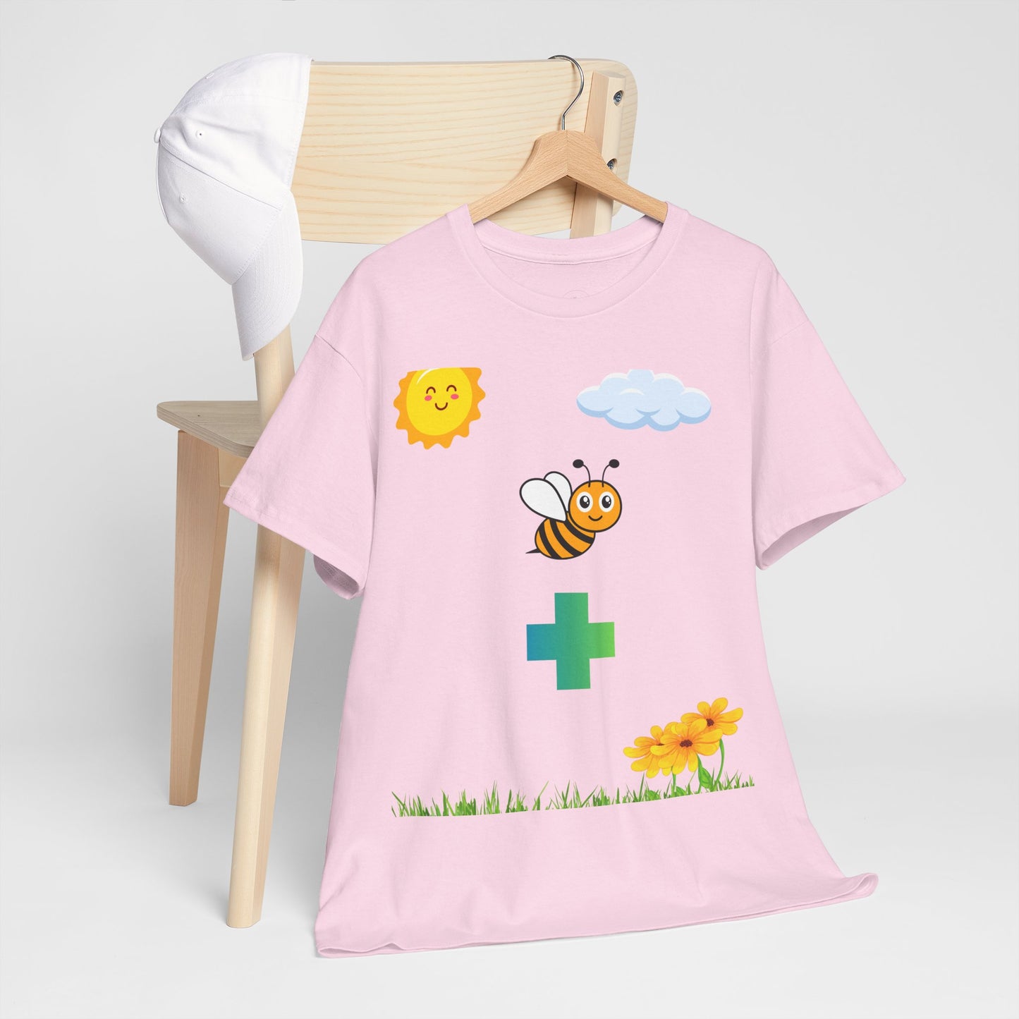 Cute be positive t-shirt. bee plus t-shirt