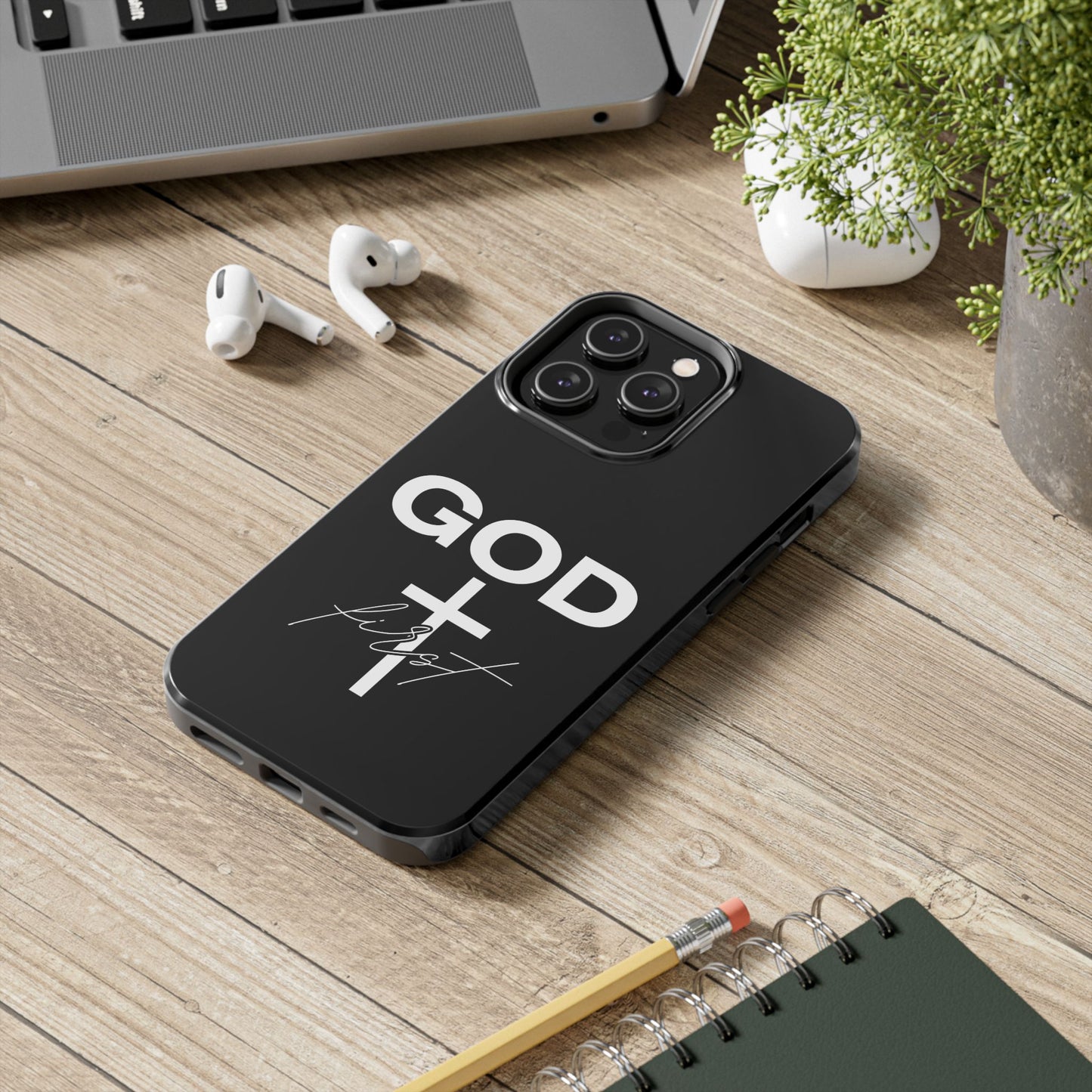 God First iPhone compatible phone case | Christian cross phone case faith accessory
