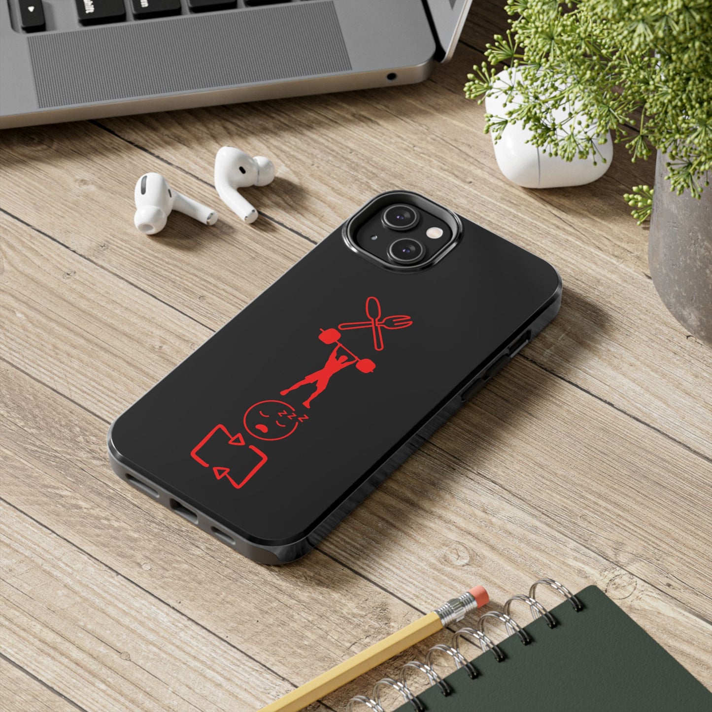 Eat Lift Sleep Repeat Black iPhone compatible phone case Fitness Phone Case | Weightlifting phone case Bodybuilding phone case