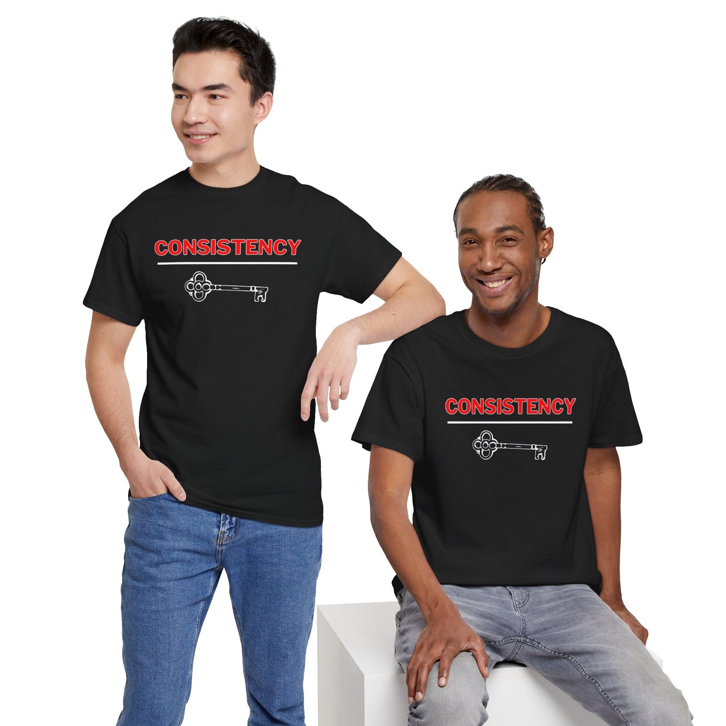 Motivational Unisex Heavy Cotton Tee - Consistency is Key | Inspirational Gift, Workout Shirt, Daily Reminder, Graphic Tee