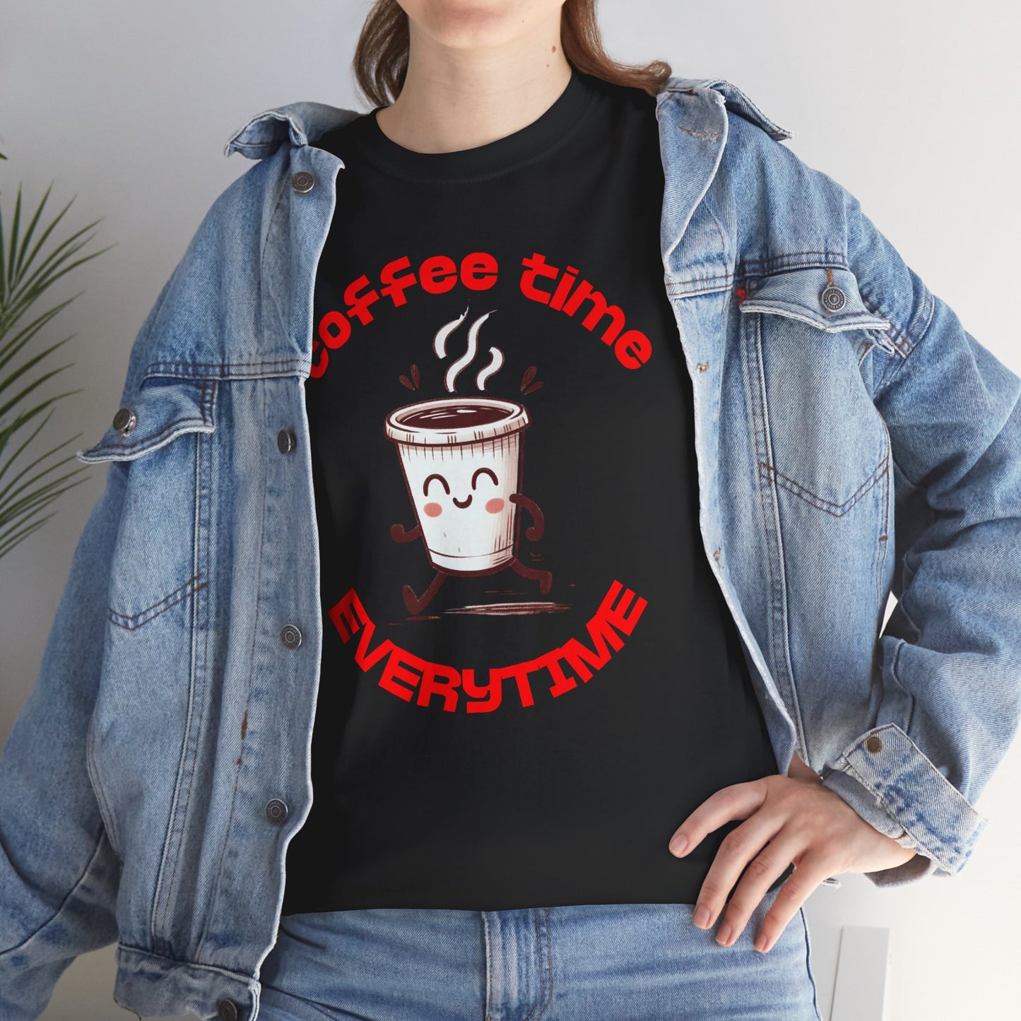 Coffee time anytime T-shirt, Unisex Cotton Shirt, Cute Coffee Lover Gift, Casual Outfit, Daily Reminder T-Shirt