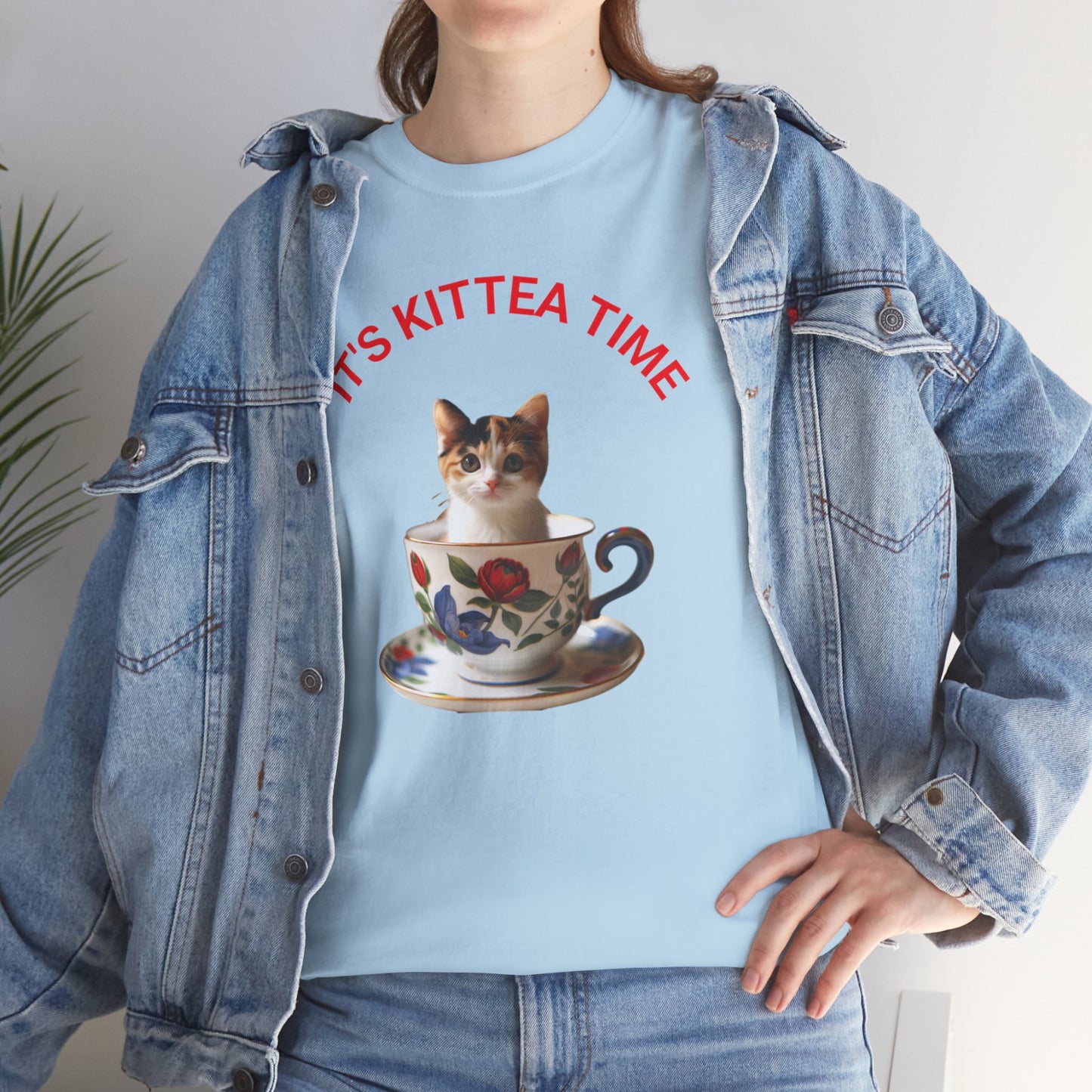 Funny Cat Lover Tee, It's Kittea Time Shirt, Unisex Cotton T-Shirt, Gift for Pet Owners, Animal Lover Apparel, Casual Wear