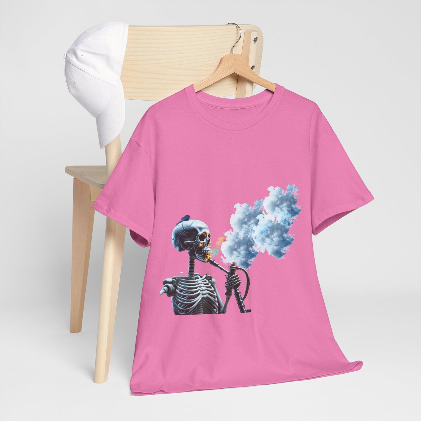 Skeleton smoking T-shirt, Chill Vibes Skeleton Tee Relaxed Graphic T-Shirt, Cool Summer Wear, Gift for Music Lovers, Casual Streetwear