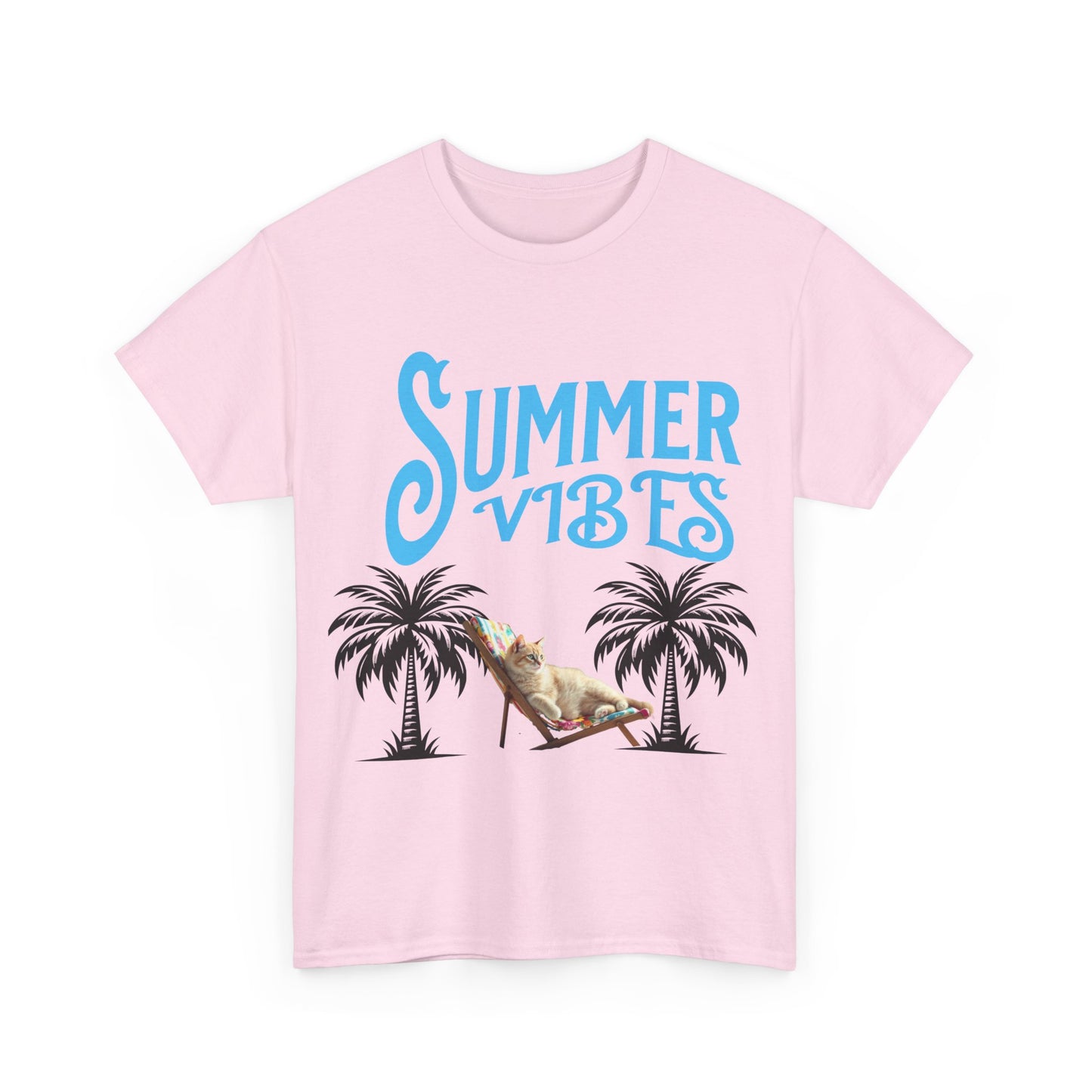 Cat lovers shirt Summer Vibes Tee, Beach Shirt, Vacation Apparel, Tropical T-Shirt, Casual Wear, Gift for Friends