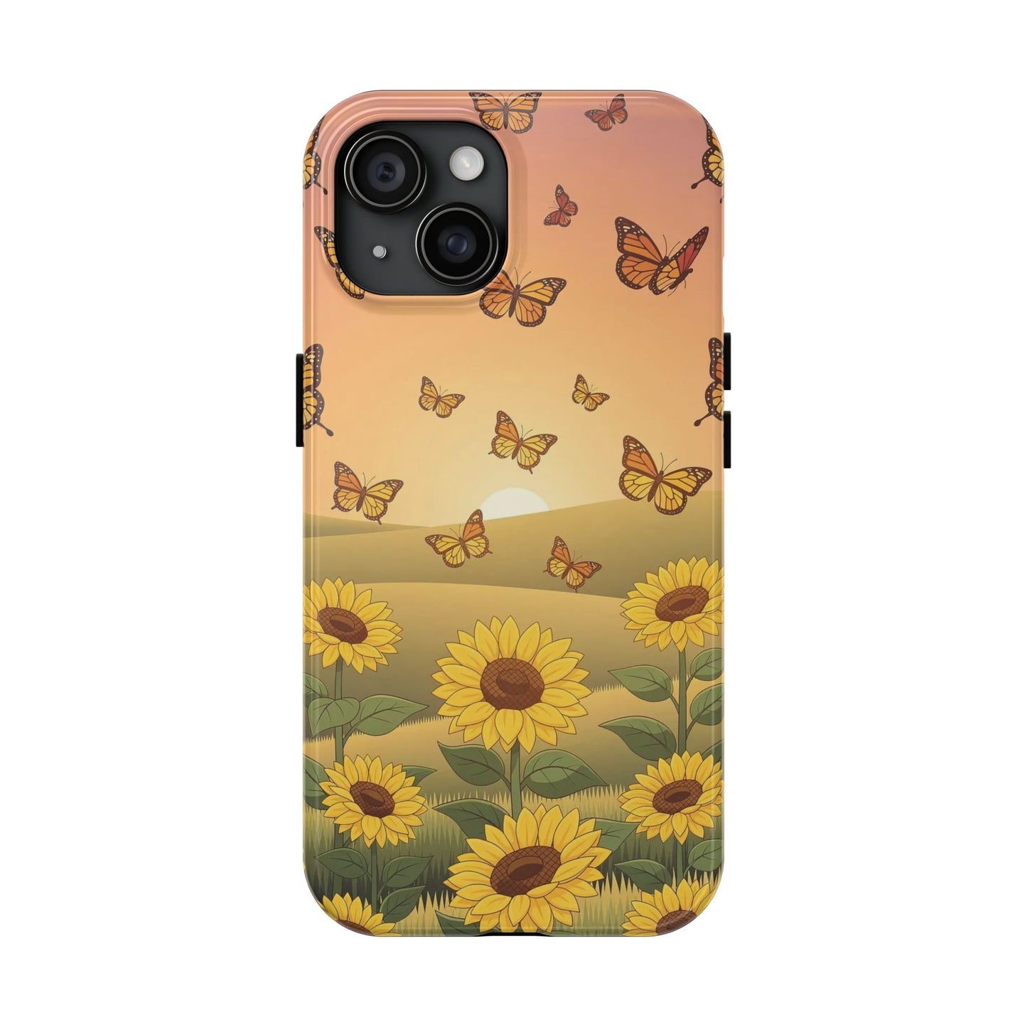 Sunflower Field Butterflies iphone compatible Phone Case | Tough Phone Case