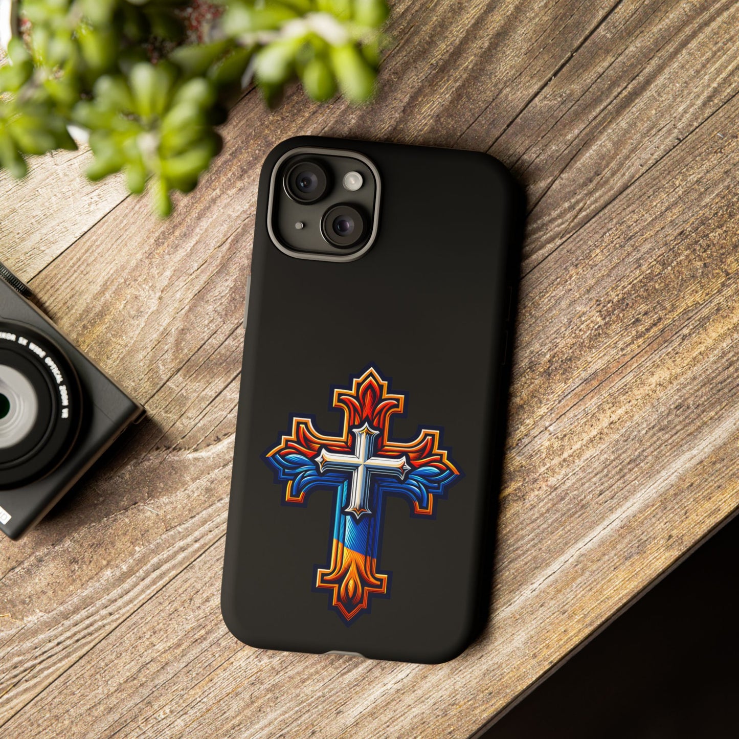 Armenian Cross phone case black, tough guard phone case