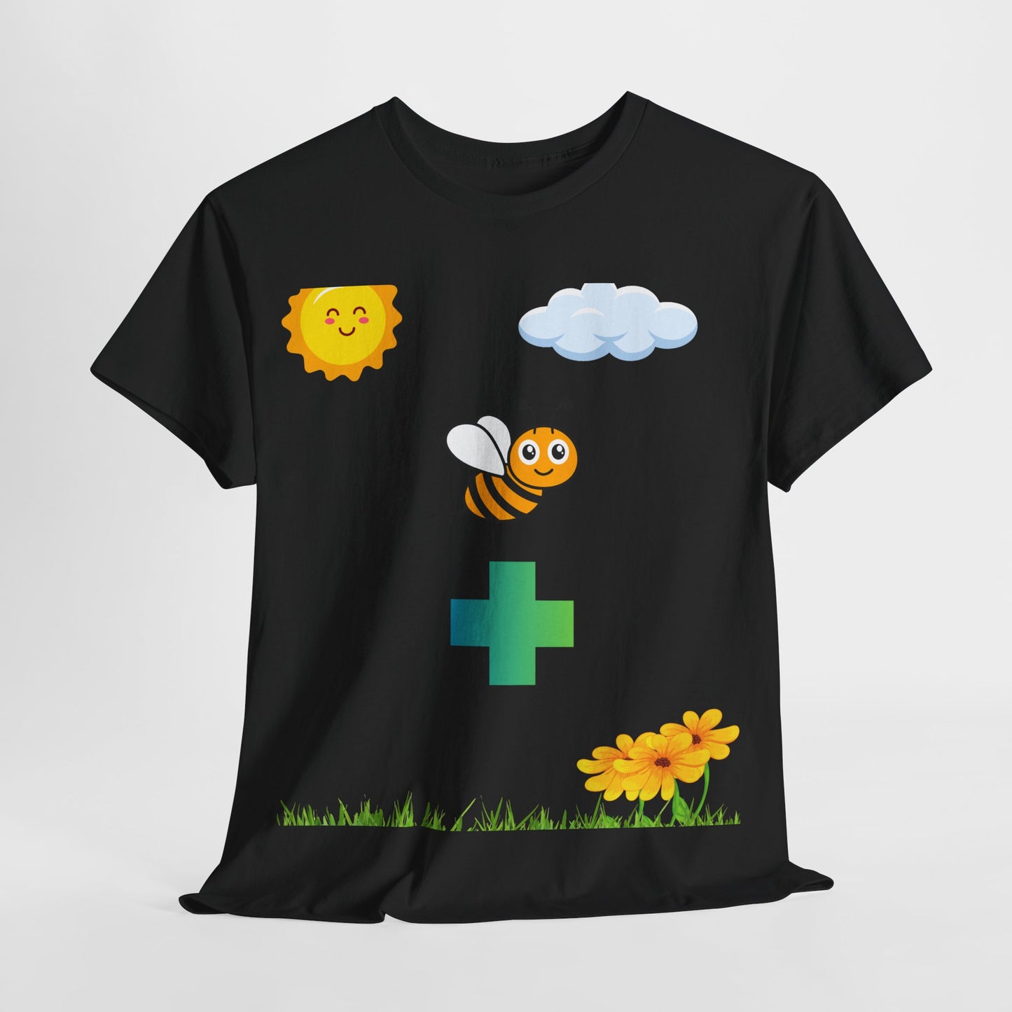 Cute be positive t-shirt. bee plus t-shirt