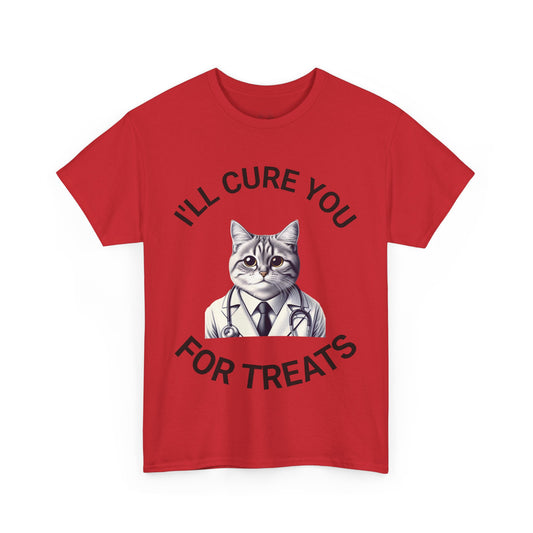Cat Doctor Unisex Heavy Cotton Tee, Funny Cat Shirt for Pet Lovers, Gift for Vet Assistants, Casual Wear, Animal Lover's Tee