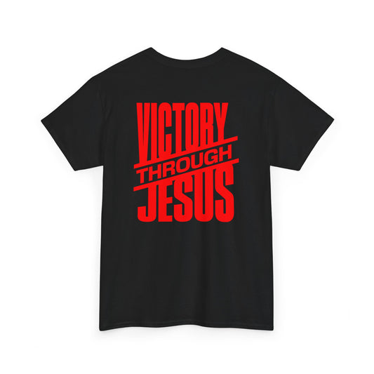 Victory Through Jesus Unisex Heavy Cotton Tee, Inspirational Christian Shirt, Faith-Based Apparel, Unisex T-Shirt, Religious Gift