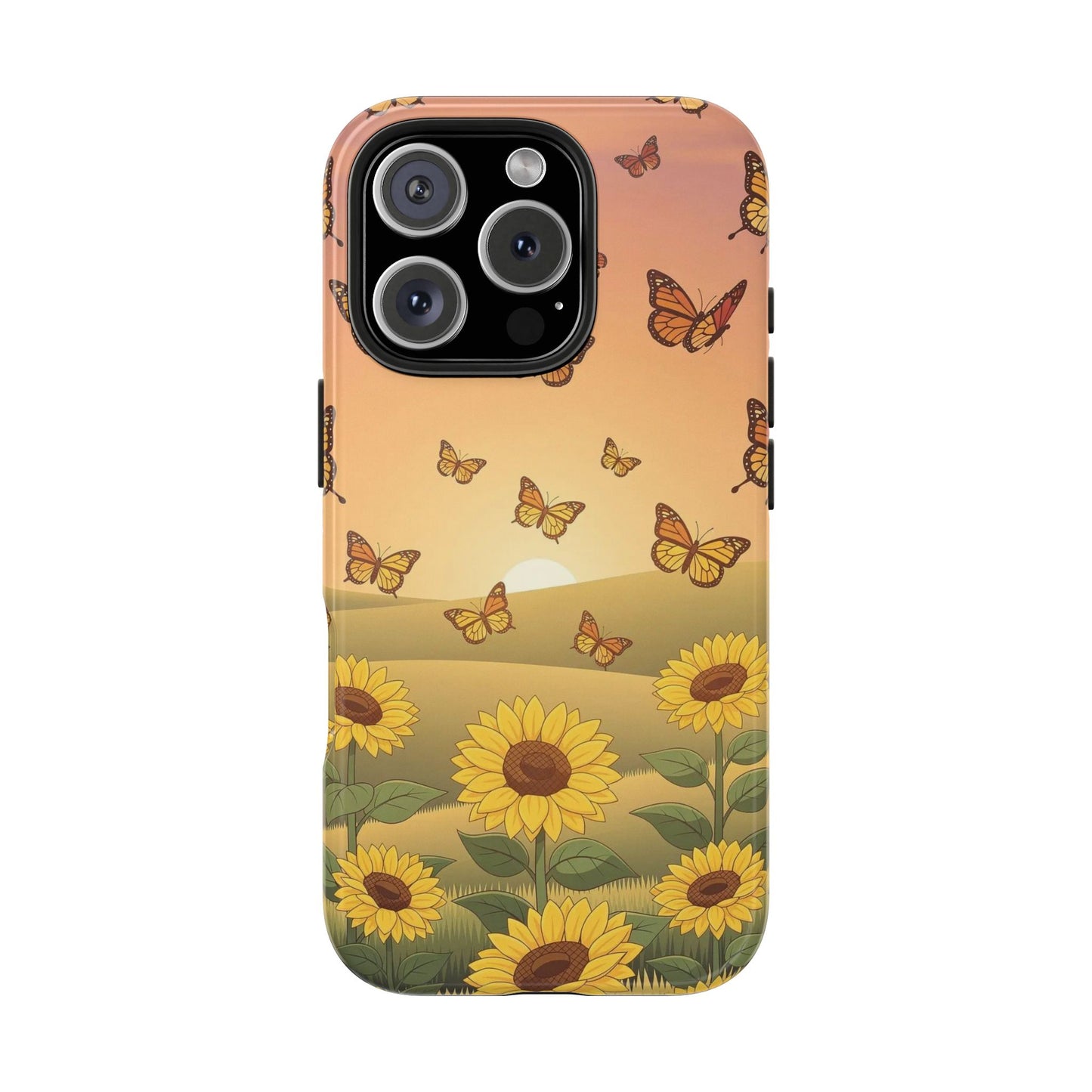 Sunflower Field Butterflies iphone compatible Phone Case | Tough Phone Case