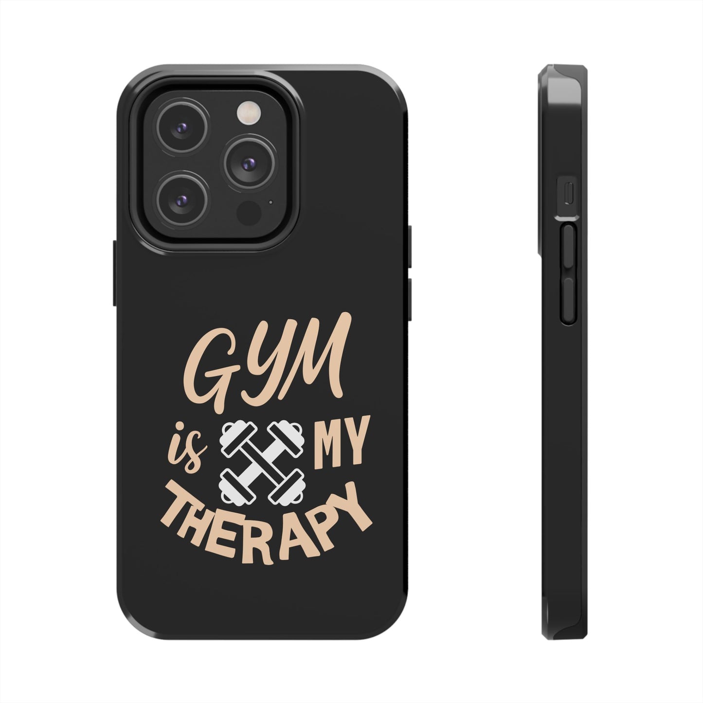 Gym Is My Therapy iPhone Phone Case | Fitness Dumbbell Workout Motivational iphone compatibie
