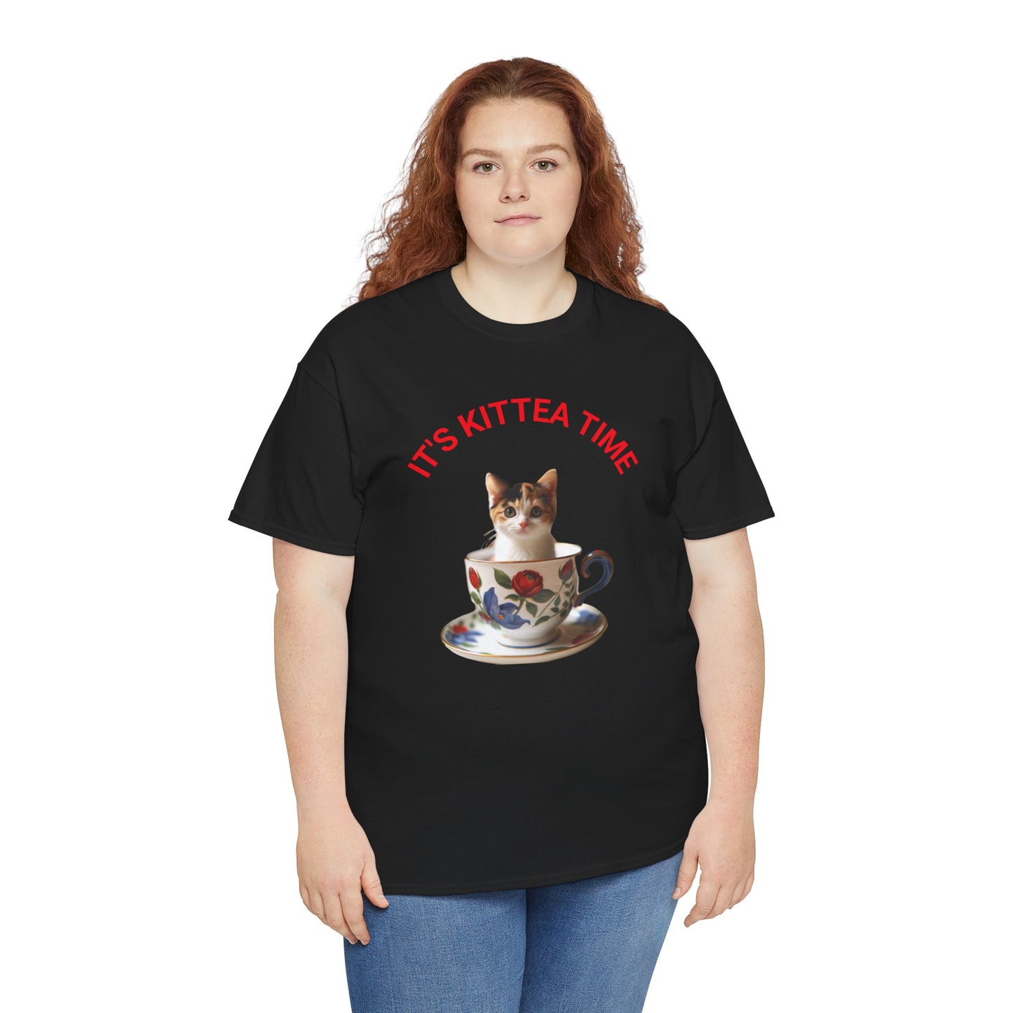 Funny Cat Lover Tee, It's Kittea Time Shirt, Unisex Cotton T-Shirt, Gift for Pet Owners, Animal Lover Apparel, Casual Wear