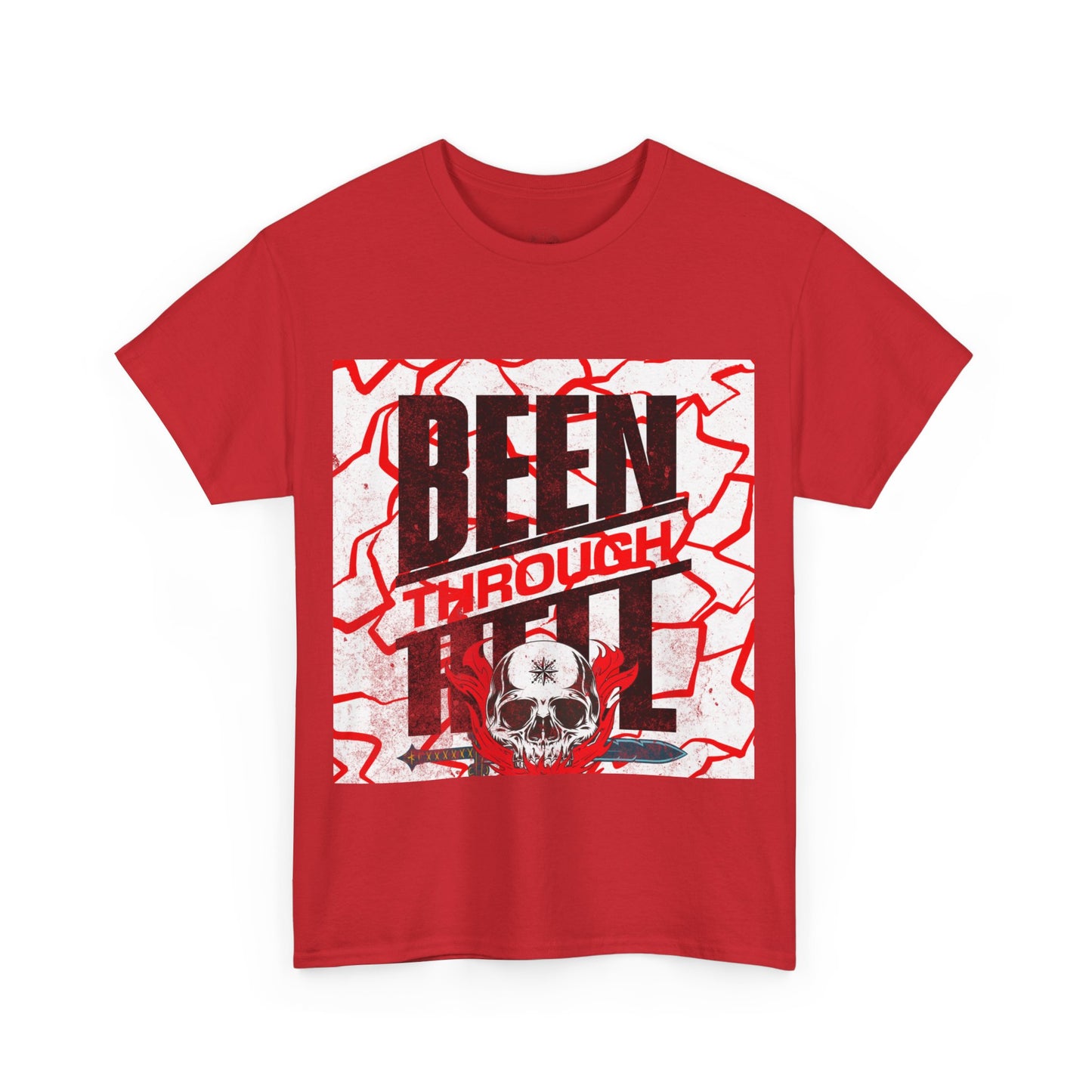 Been Through Hell t-shirt- Unisex Heavy Cotton Tee for Casual Wear, Music Festivals, Skateboarding, Rock t-shirt, Great Gift