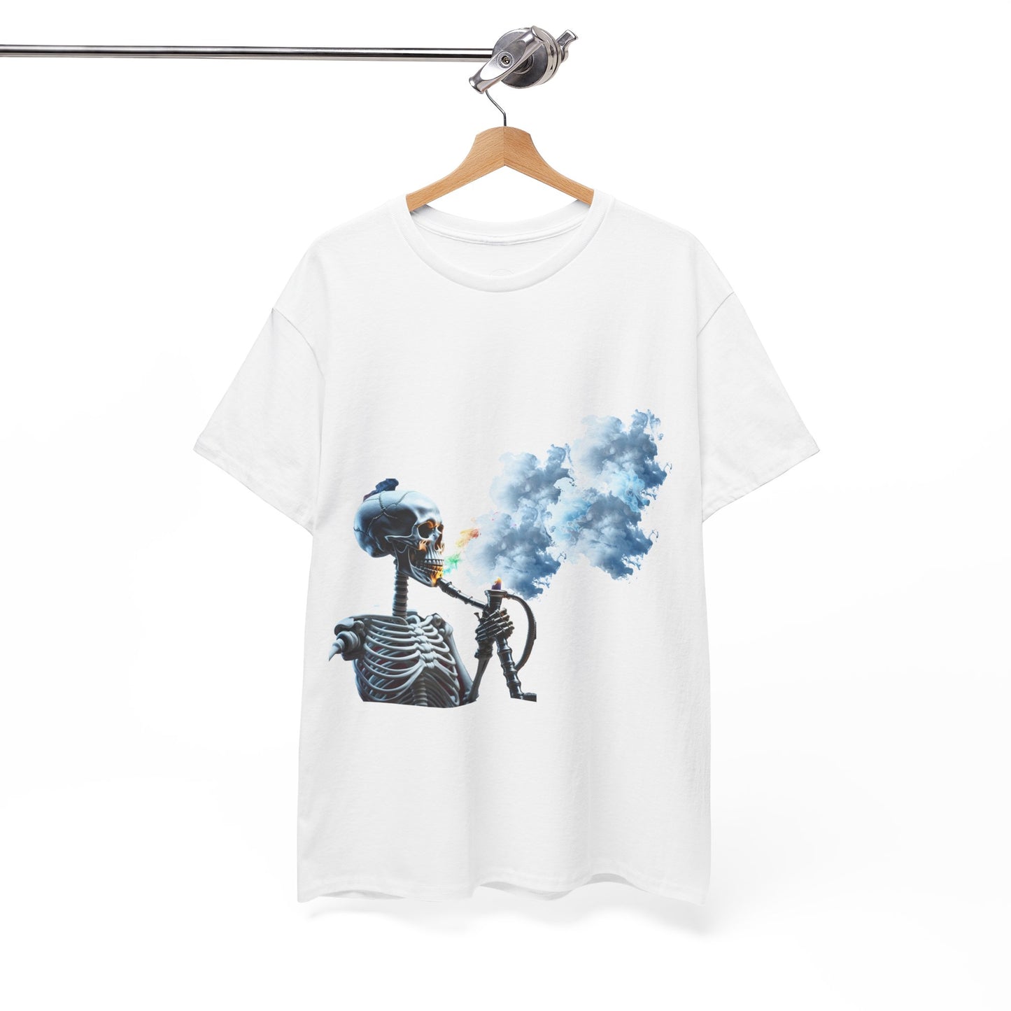 Skeleton smoking T-shirt, Chill Vibes Skeleton Tee Relaxed Graphic T-Shirt, Cool Summer Wear, Gift for Music Lovers, Casual Streetwear