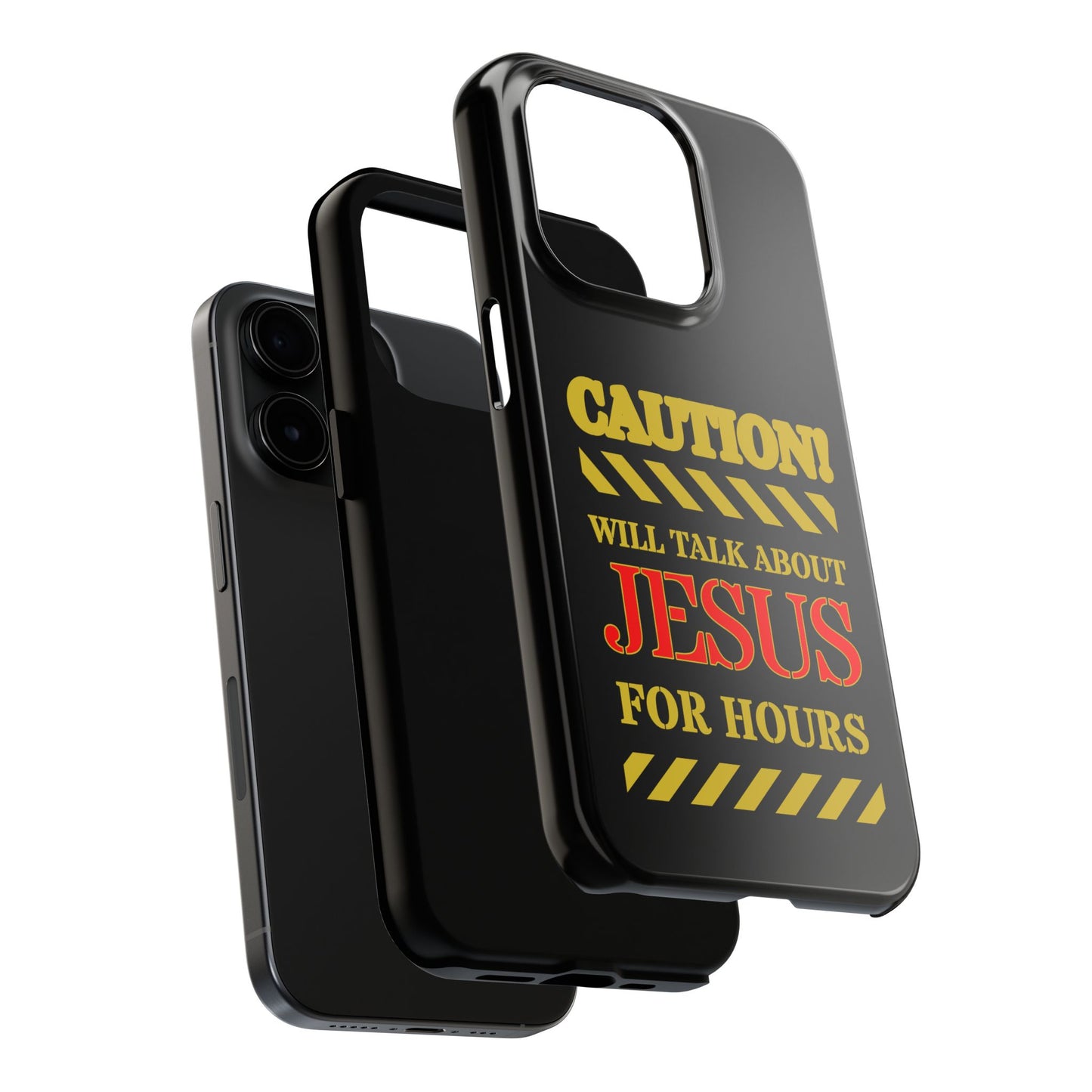 Caution Will Talk About Jesus for Hours iPhone compatible black Phone Case | Christian Phone Case