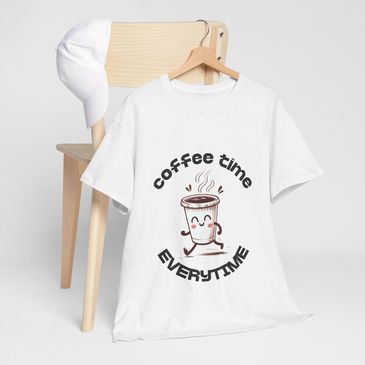 Coffee time anytime T-shirt, Unisex Cotton Shirt, Cute Coffee Lover Gift, Casual Outfit, Daily Reminder T-Shirt