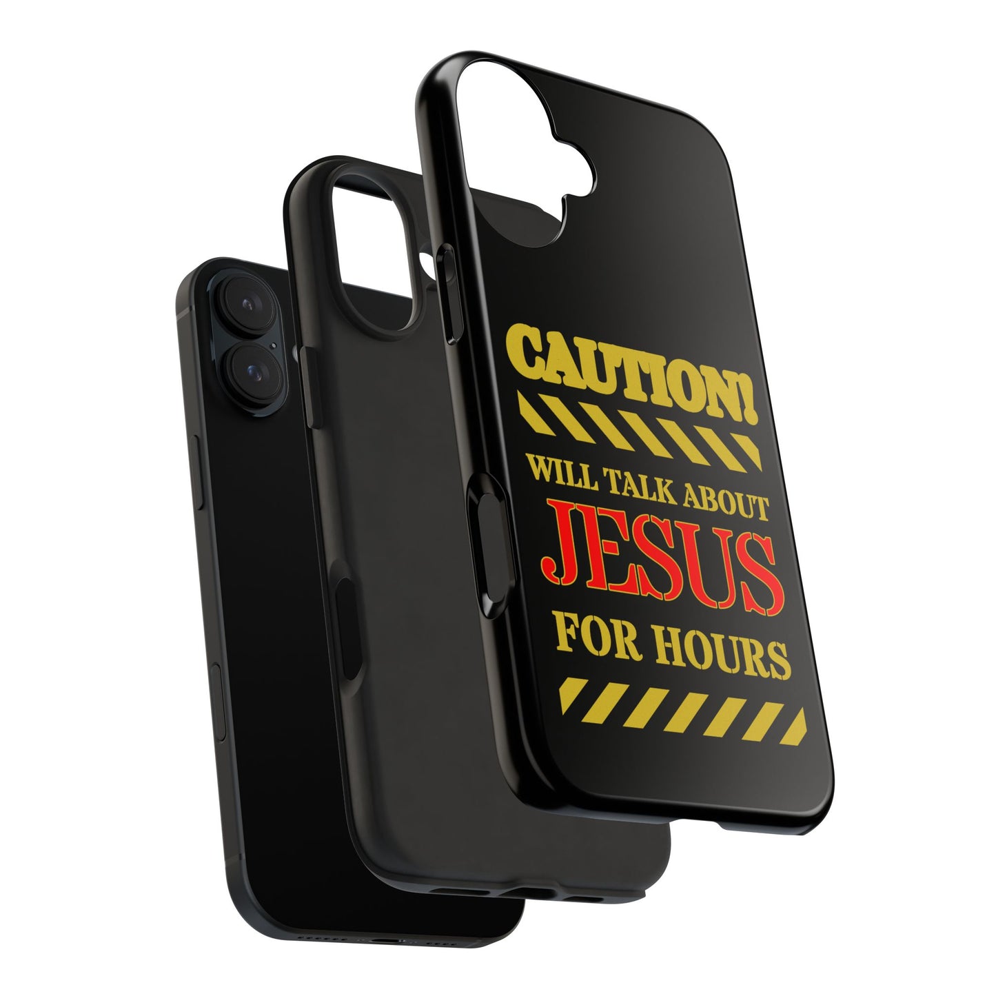Caution Will Talk About Jesus for Hours iPhone compatible black Phone Case | Christian Phone Case