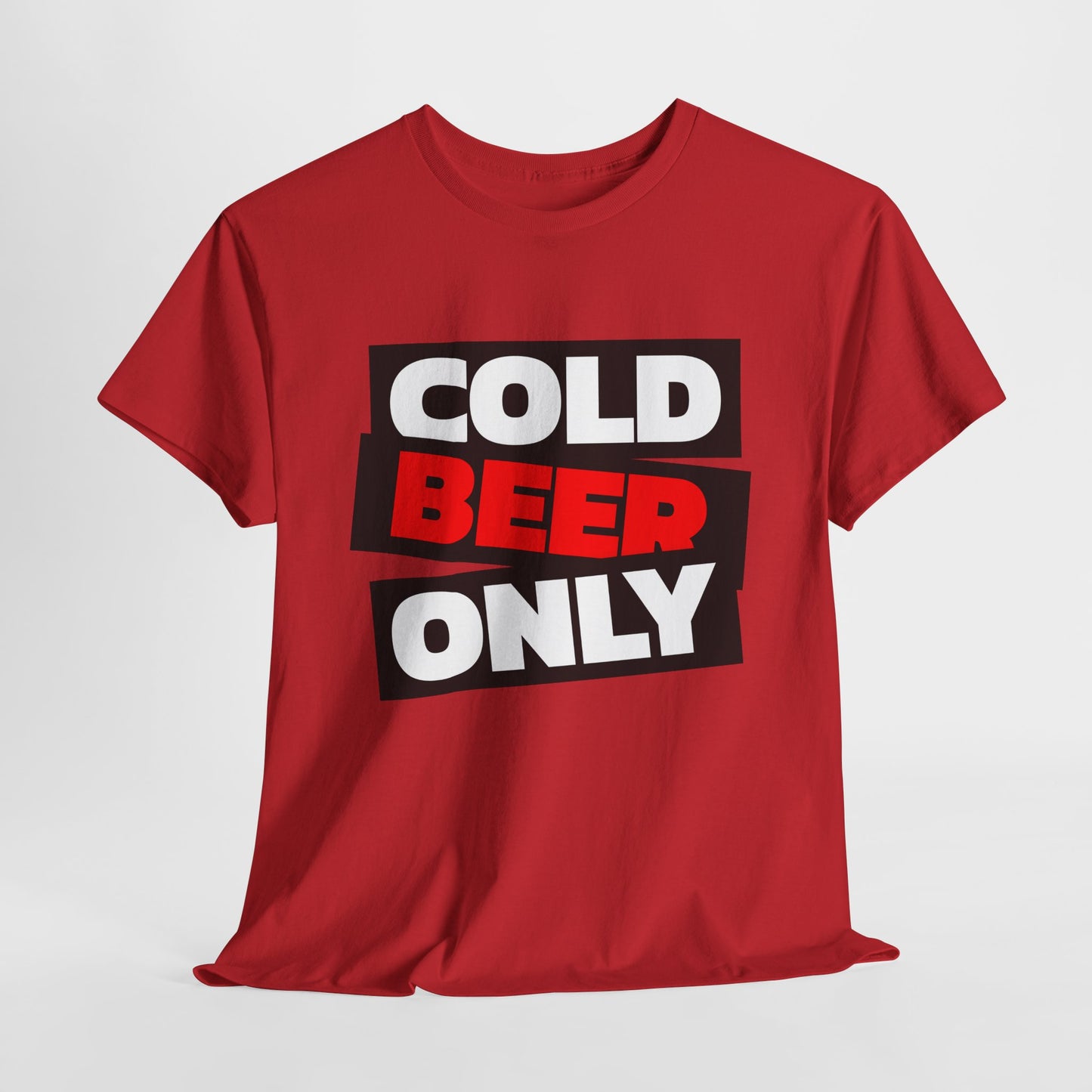Chill Vibes Unisex Heavy Cotton Tee | 'Cold Beer Only' Graphic, Casual Wear, Gift for Beer Lovers, Summer BBQ, Party Outfit, Fun T-Shirt