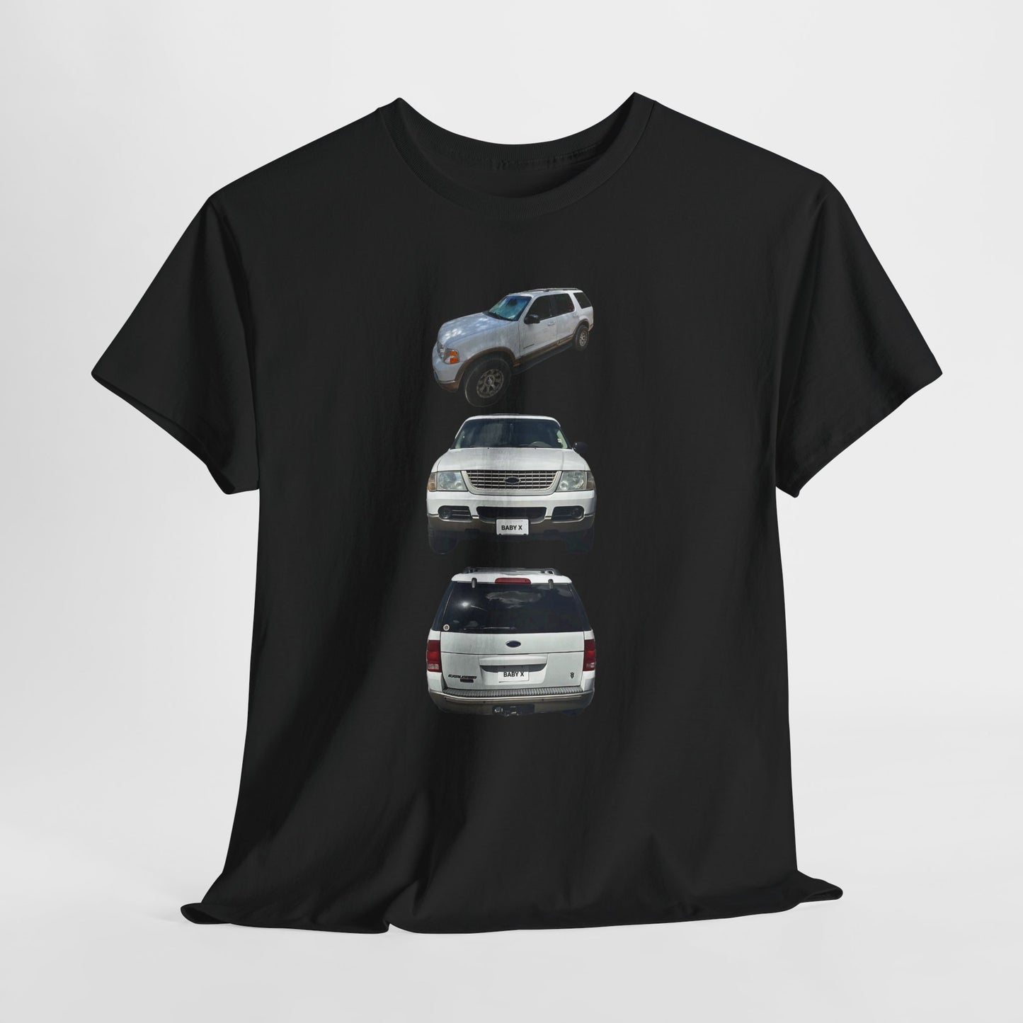 White Ford SUV Trio T-Shirt – Front, Side & Rear View Car Tee for Auto Enthusiasts
