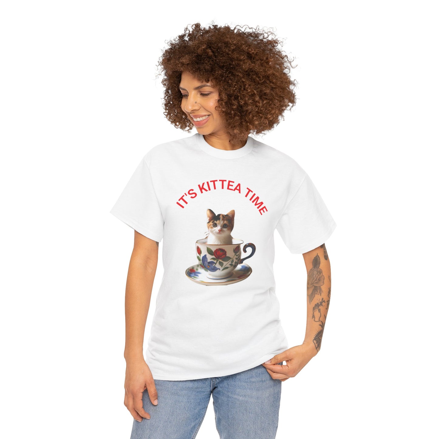Funny Cat Lover Tee, It's Kittea Time Shirt, Unisex Cotton T-Shirt, Gift for Pet Owners, Animal Lover Apparel, Casual Wear