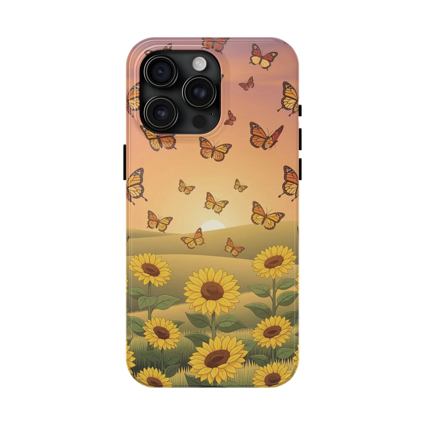 Sunflower Field Butterflies iphone compatible Phone Case | Tough Phone Case