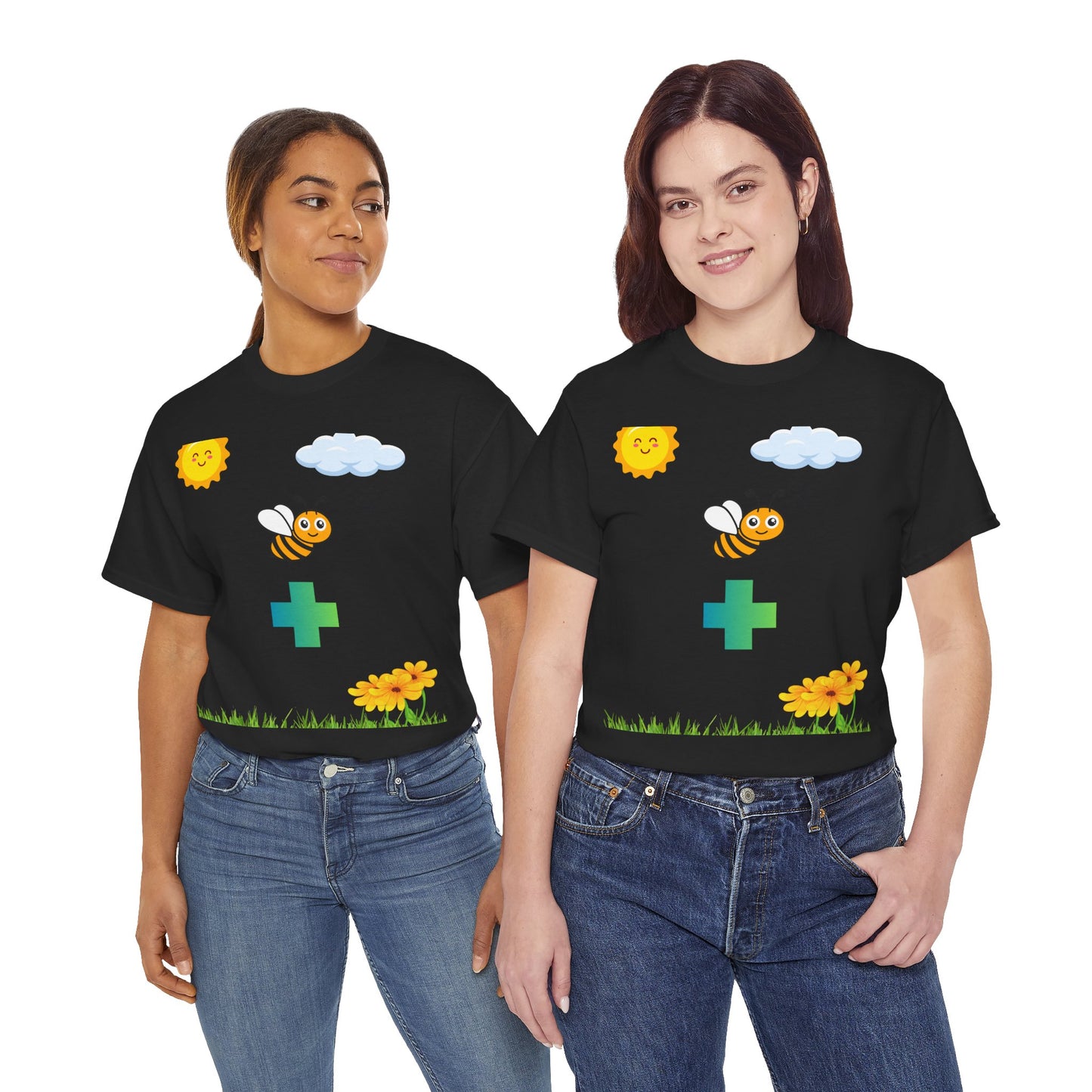 Cute be positive t-shirt. bee plus t-shirt